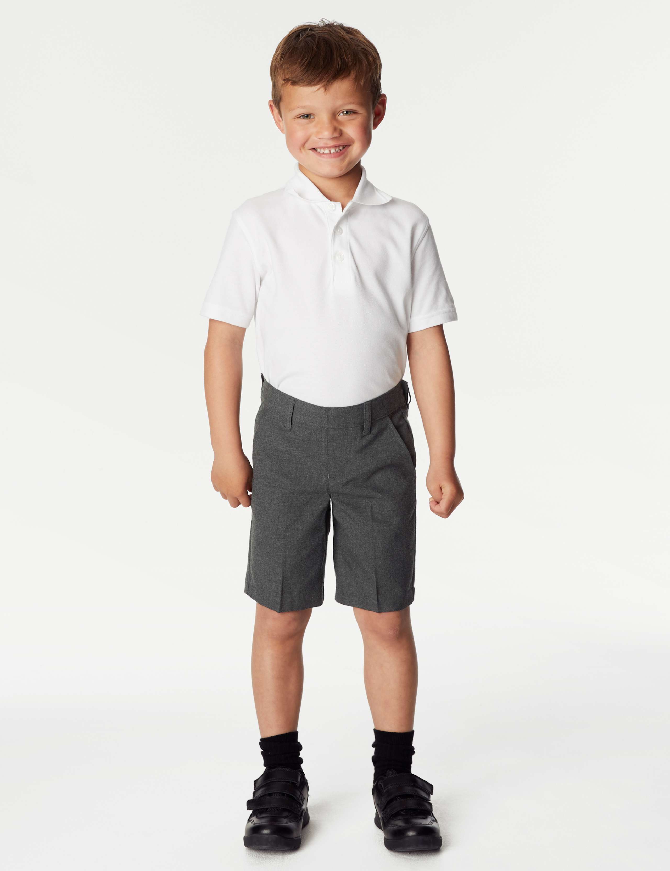 2 Pack Boys' Plus Fit Regular Leg Waist School Shorts (4-14 Yrs) 1 of 4