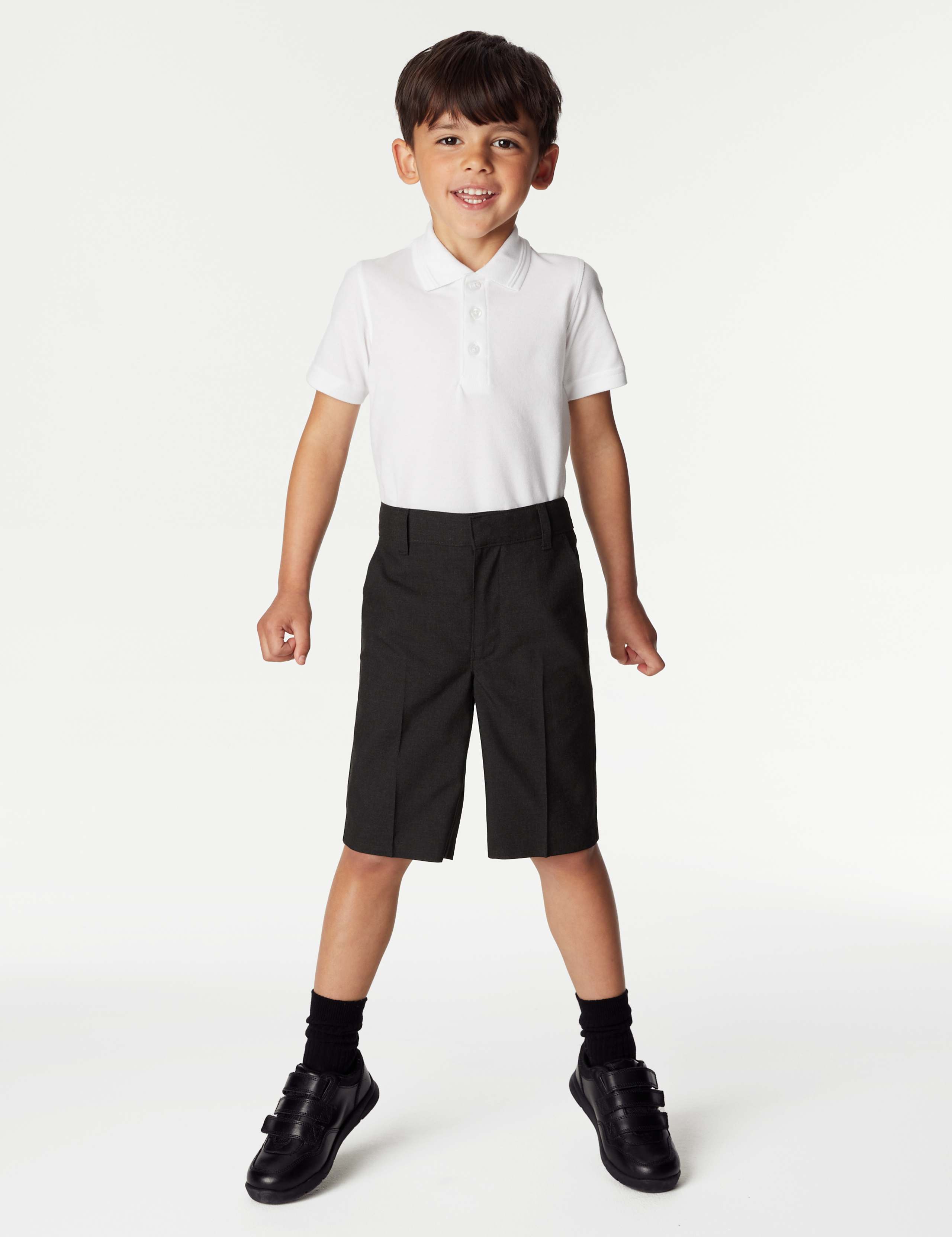 2 Pack Boys' Slim Leg School Shorts (2-14 Yrs) 1 of 4