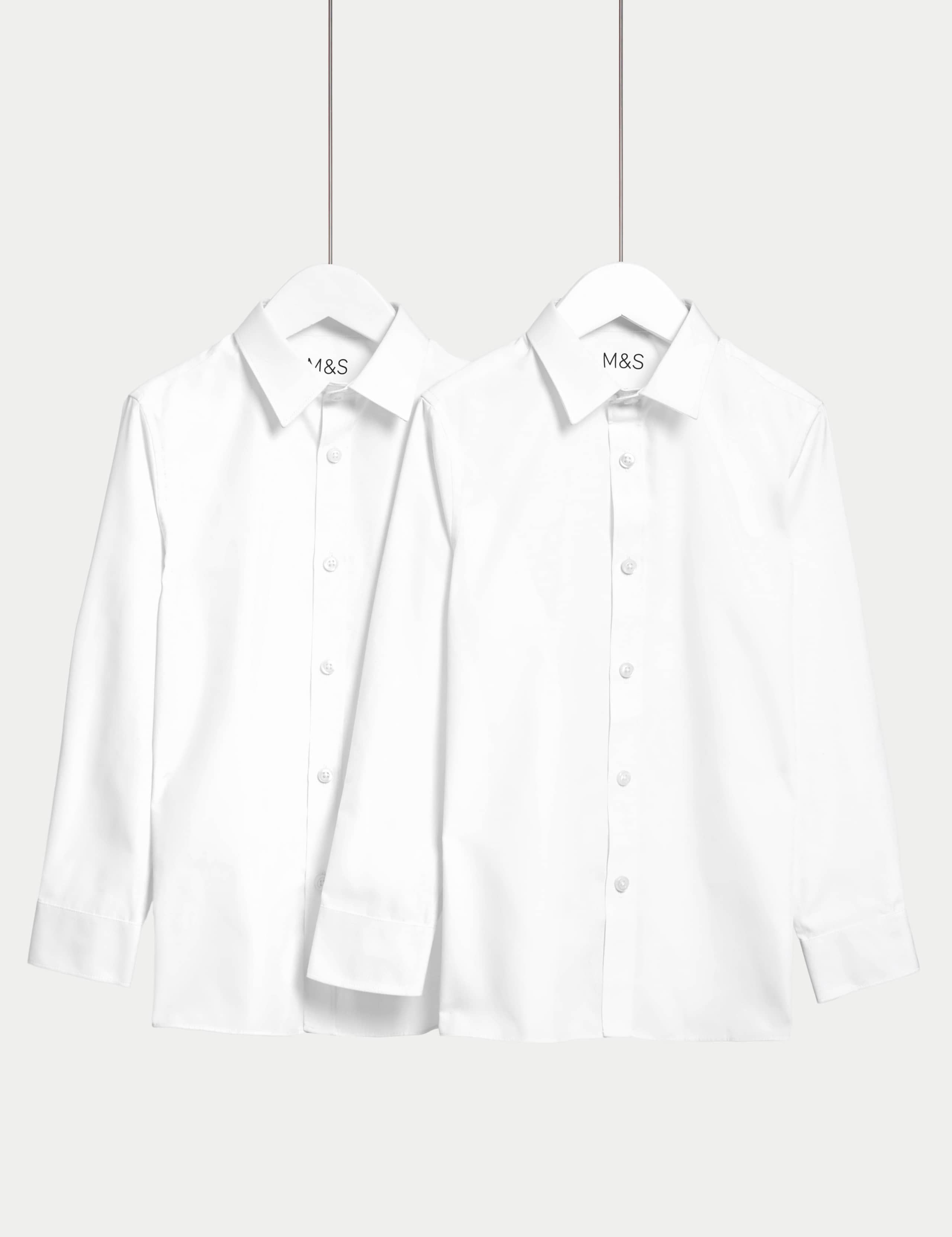 2pk Boys' Skinny Fit Stretch School Shirts (2-16 Yrs) 2 of 6