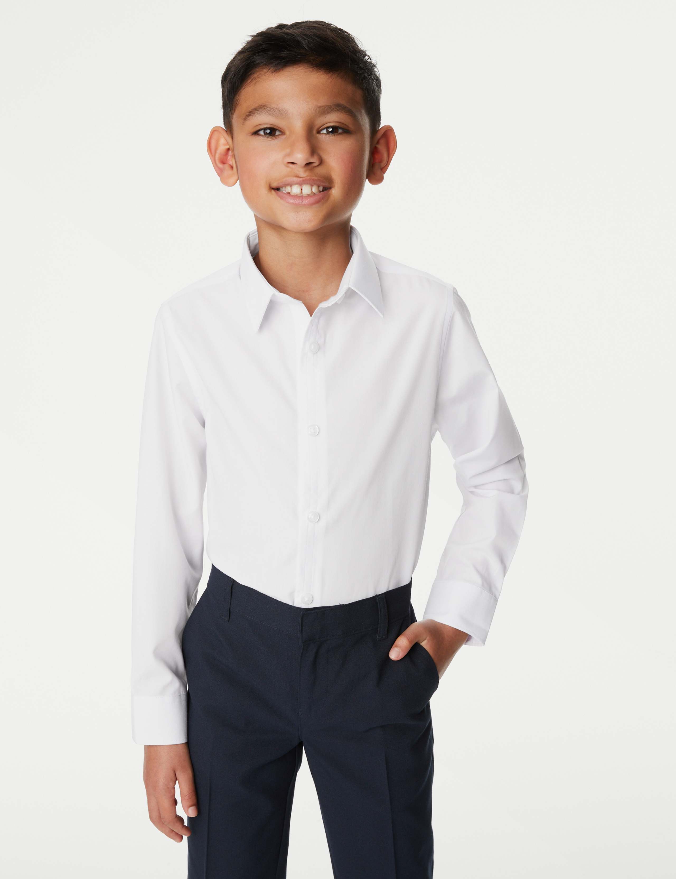 3 Pack Boys' Easy Dressing Easy Iron School Shirts (3-18 Yrs) 1 of 8