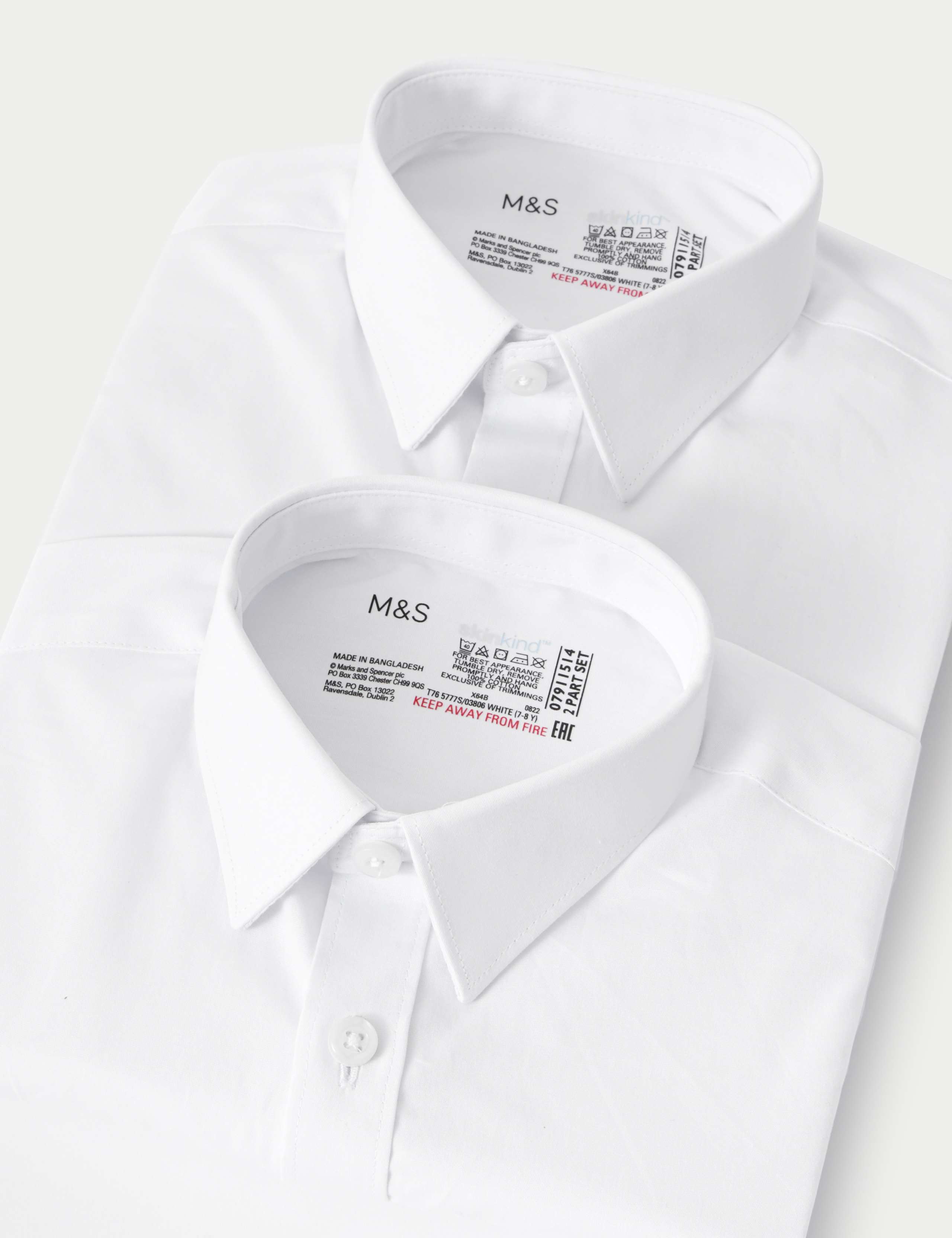 2pk Boys' Regular Fit Cotton School Shirts (2-18 Yrs) 7 of 7