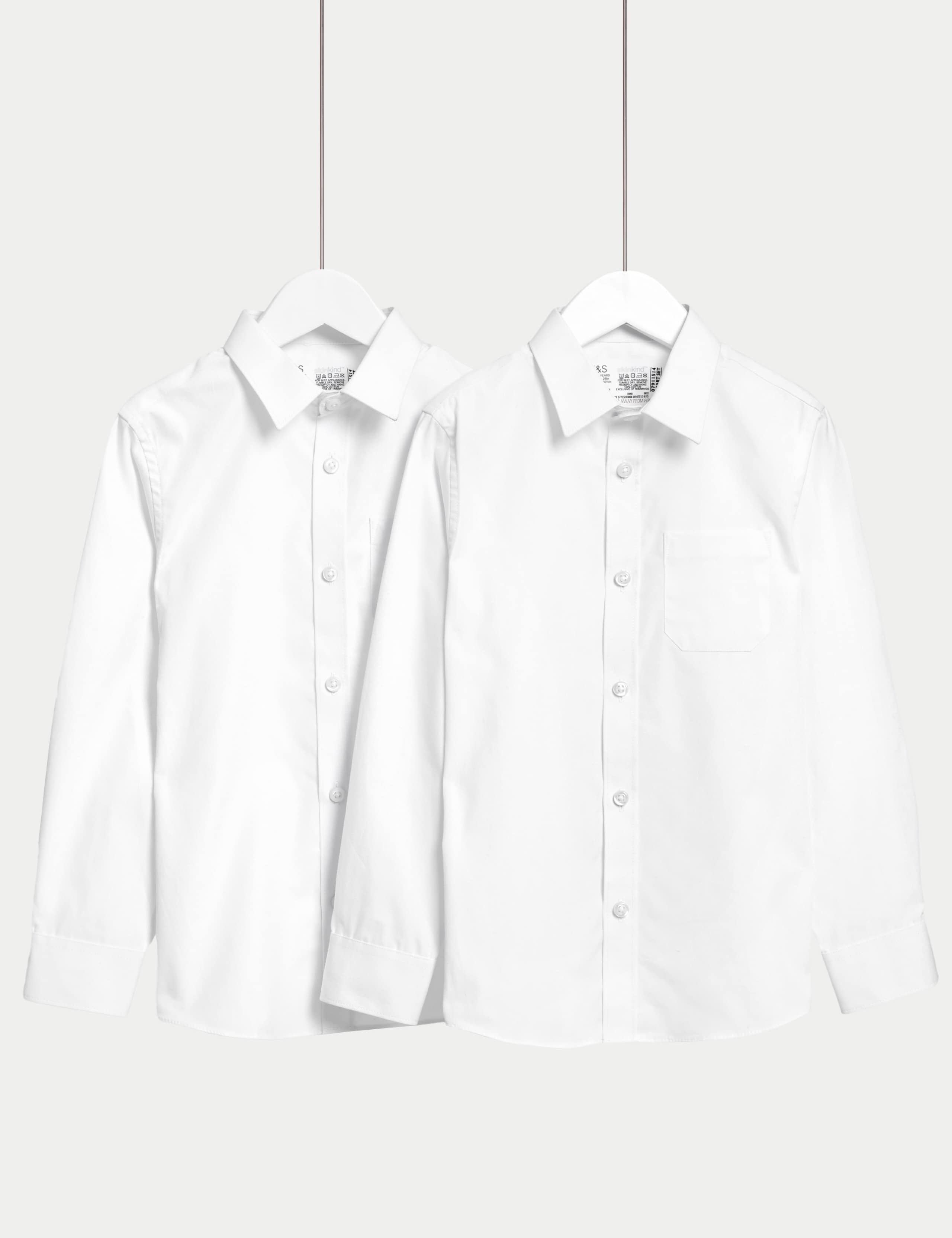 2 Pack Boys' Regular Fit Cotton School Shirts (2-18 Yrs) 2 of 7