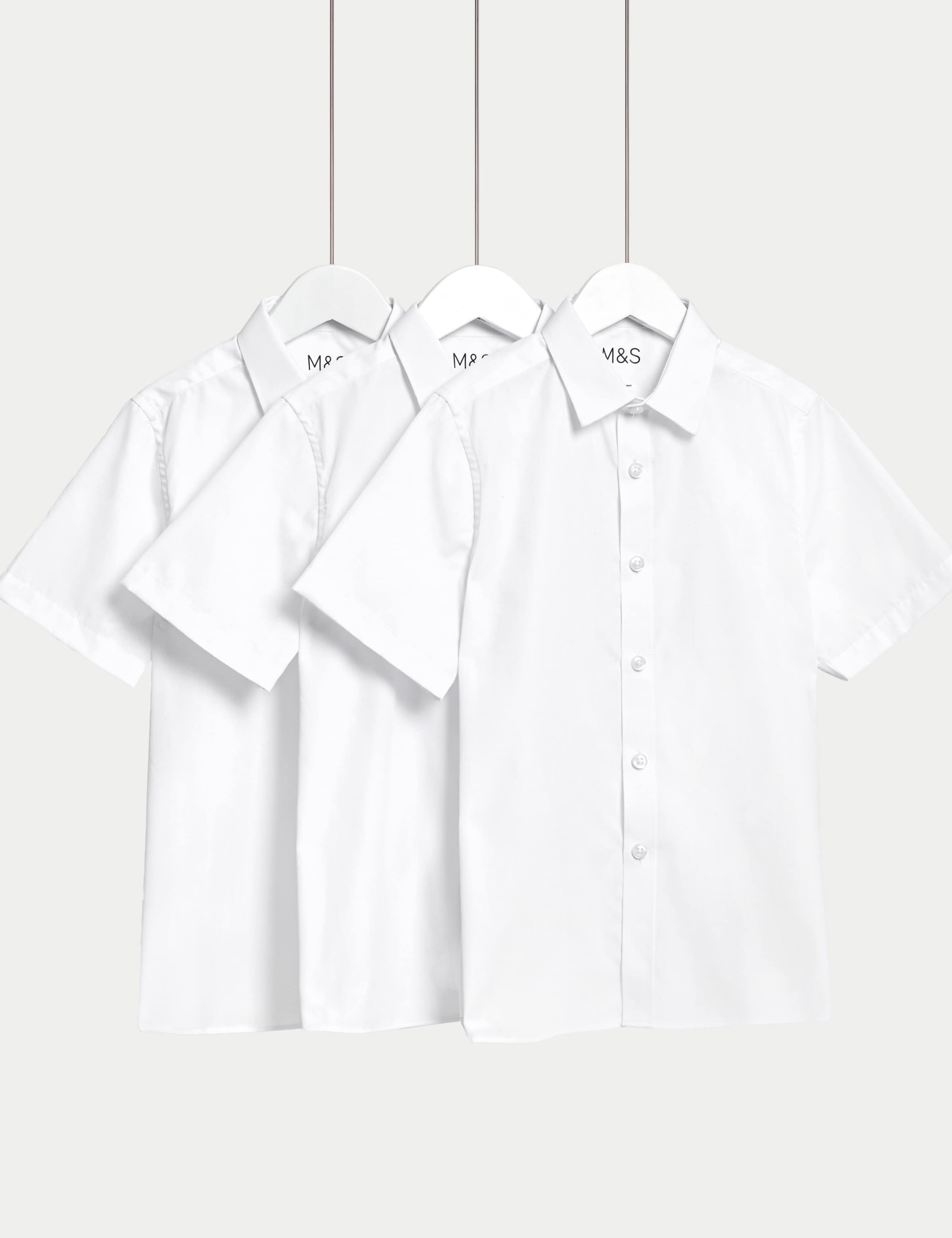 3 Pack Boys' Plus Fit Easy Iron School Shirts (4-18 Yrs) 2 of 5