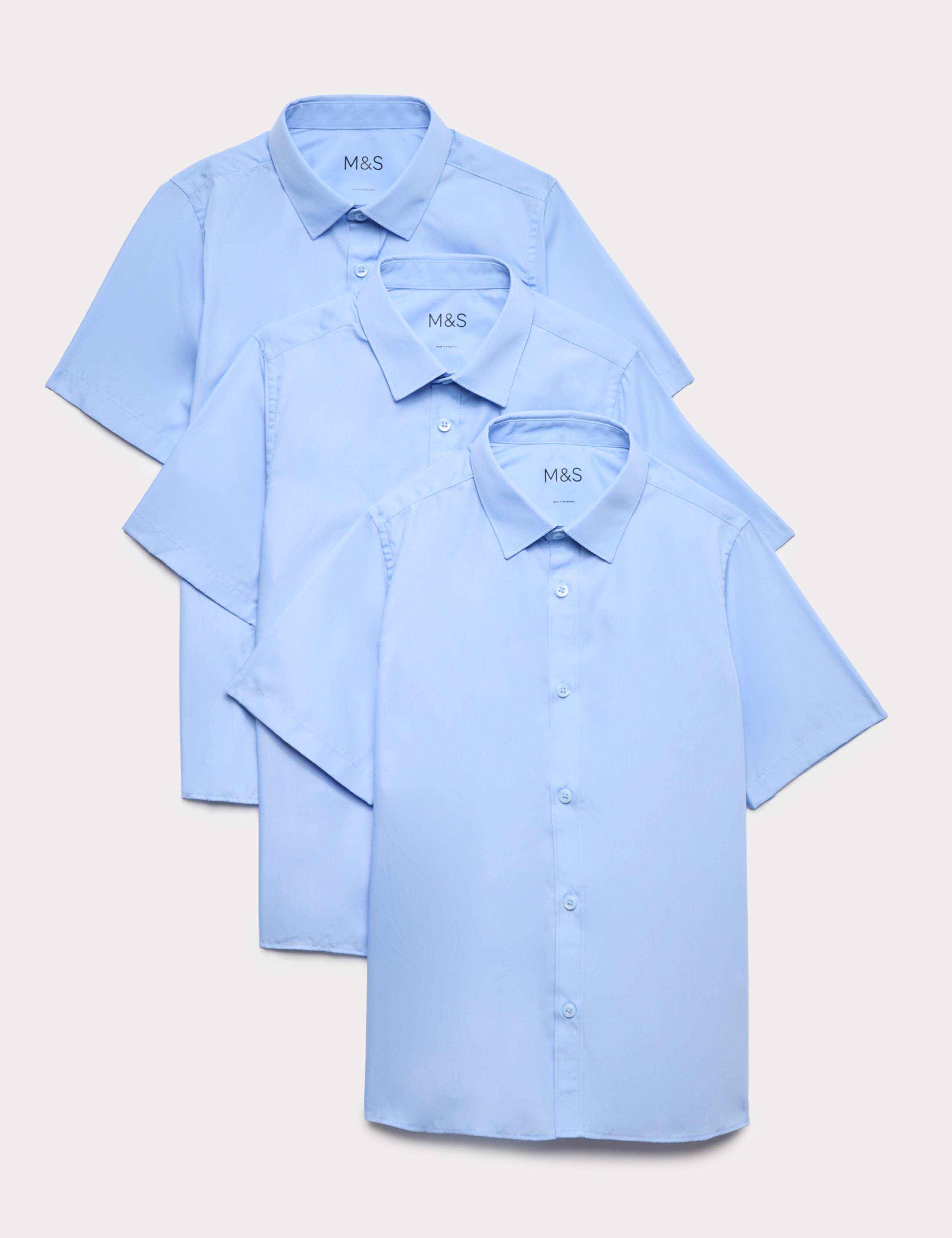 3 Pack Boys' Easy Iron School Shirts (2-16 Yrs) 1 of 2