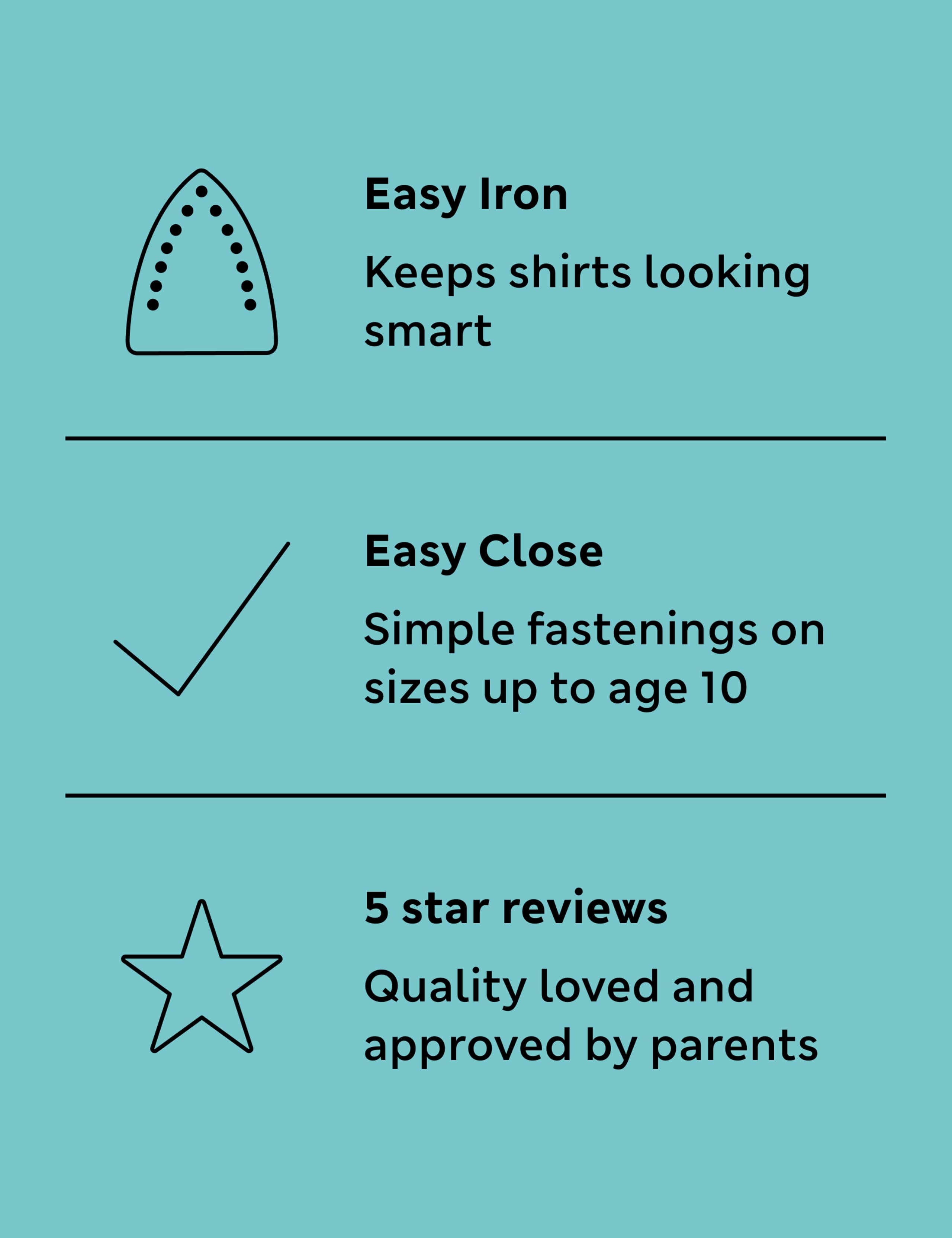 3 Pack Boys' Easy Iron School Shirts (2-16 Yrs) 3 of 3