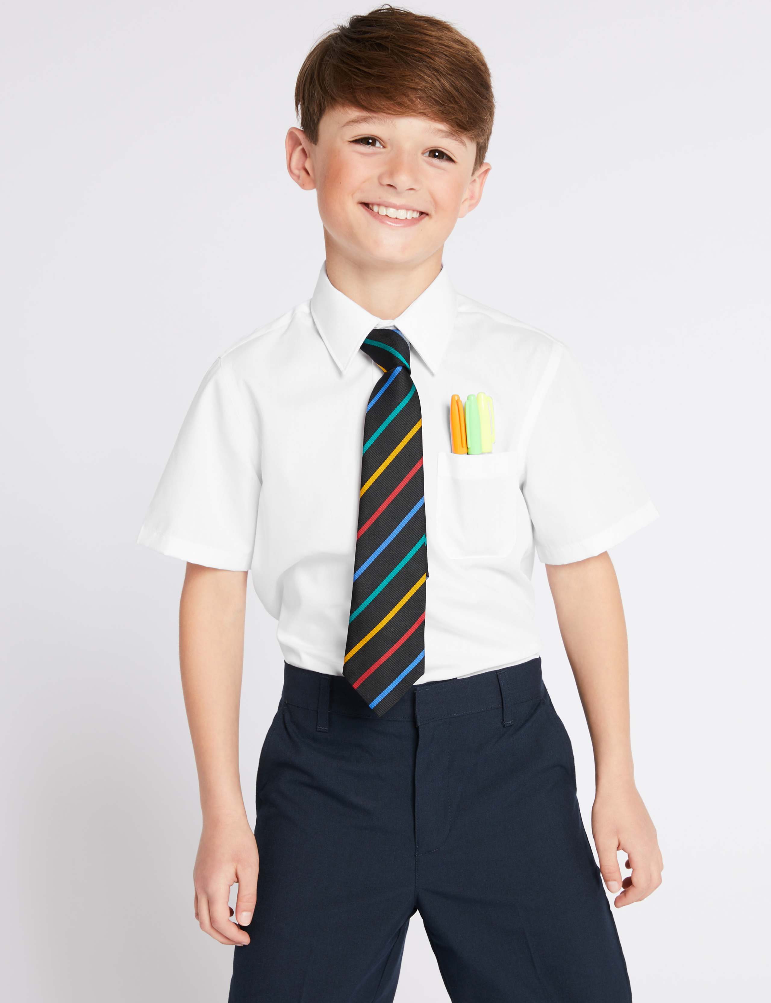 2pk Boys' Longer Length Non-Iron School Shirts 1 of 5