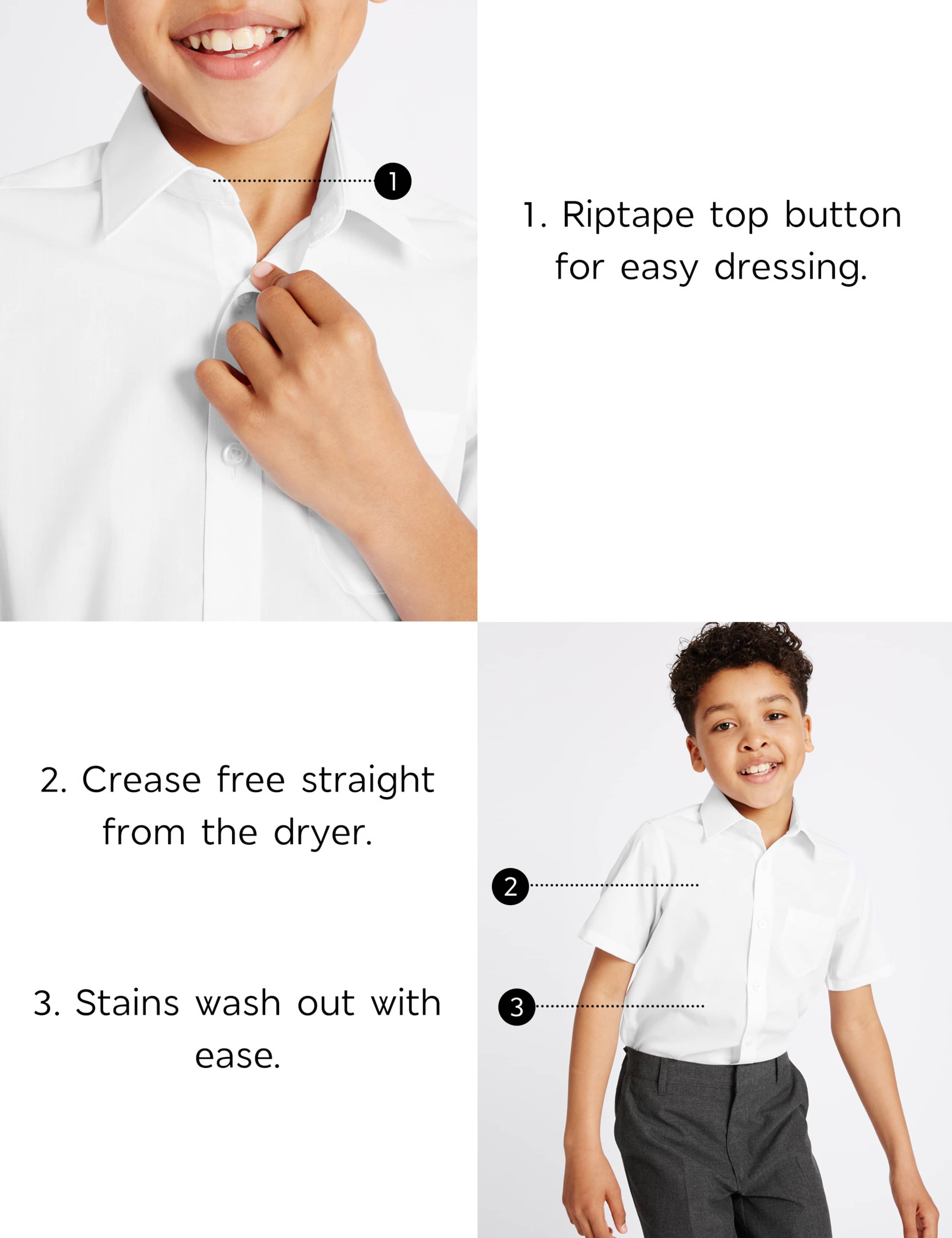 2pk Boys' Longer Length Non-Iron School Shirts 5 of 5
