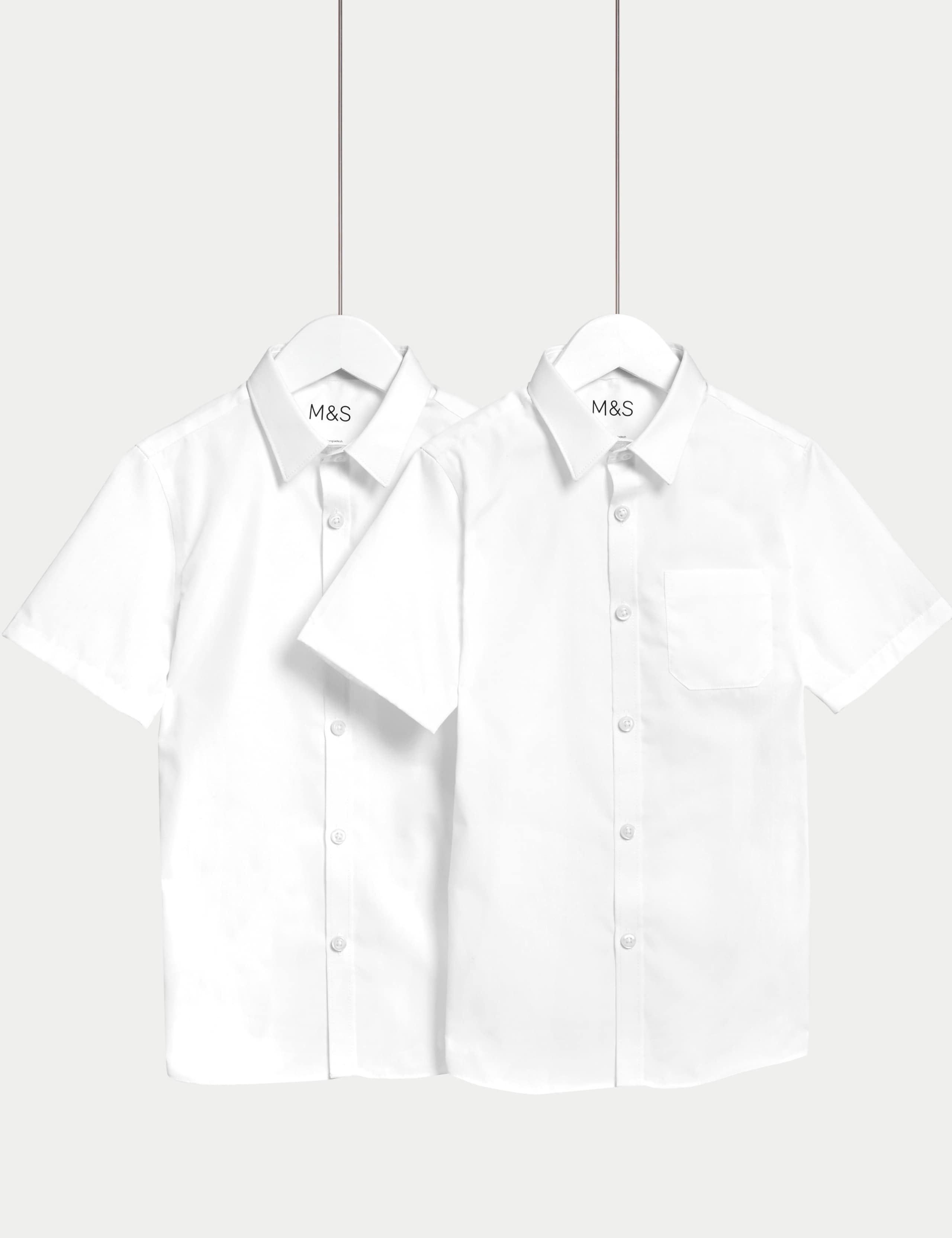 2pk Boys' Slim Fit Non-Iron School Shirts (2-18 Yrs) 2 of 5
