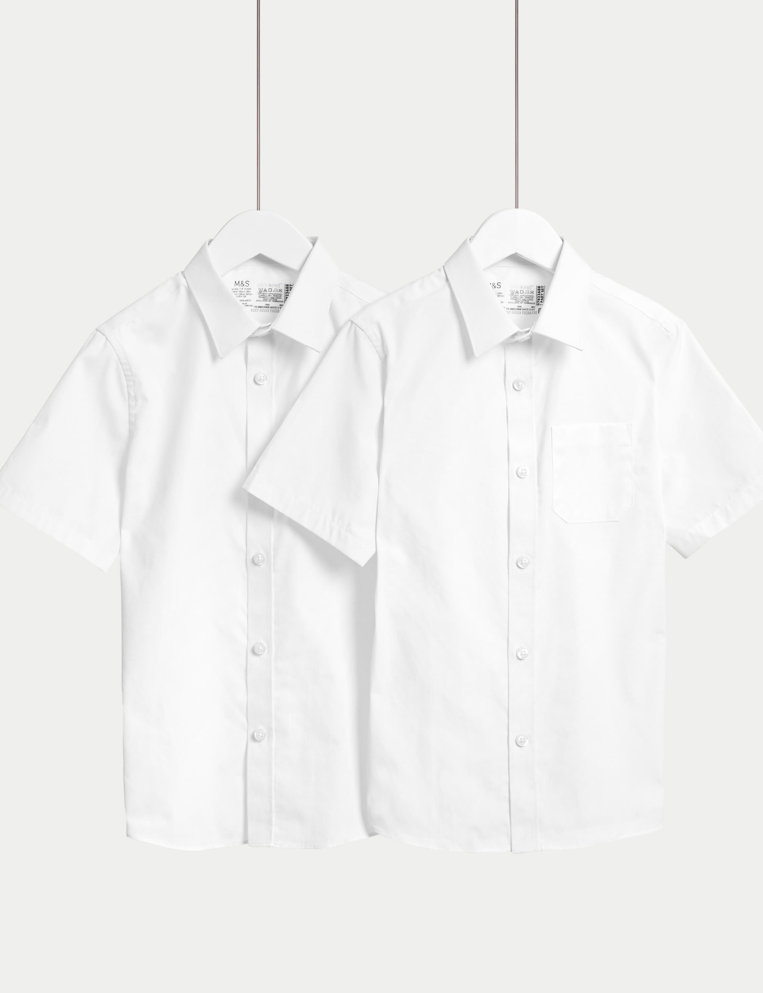 2 Pack Boys' Regular Fit Cotton School Shirts (2-18 Yrs) 2 of 5