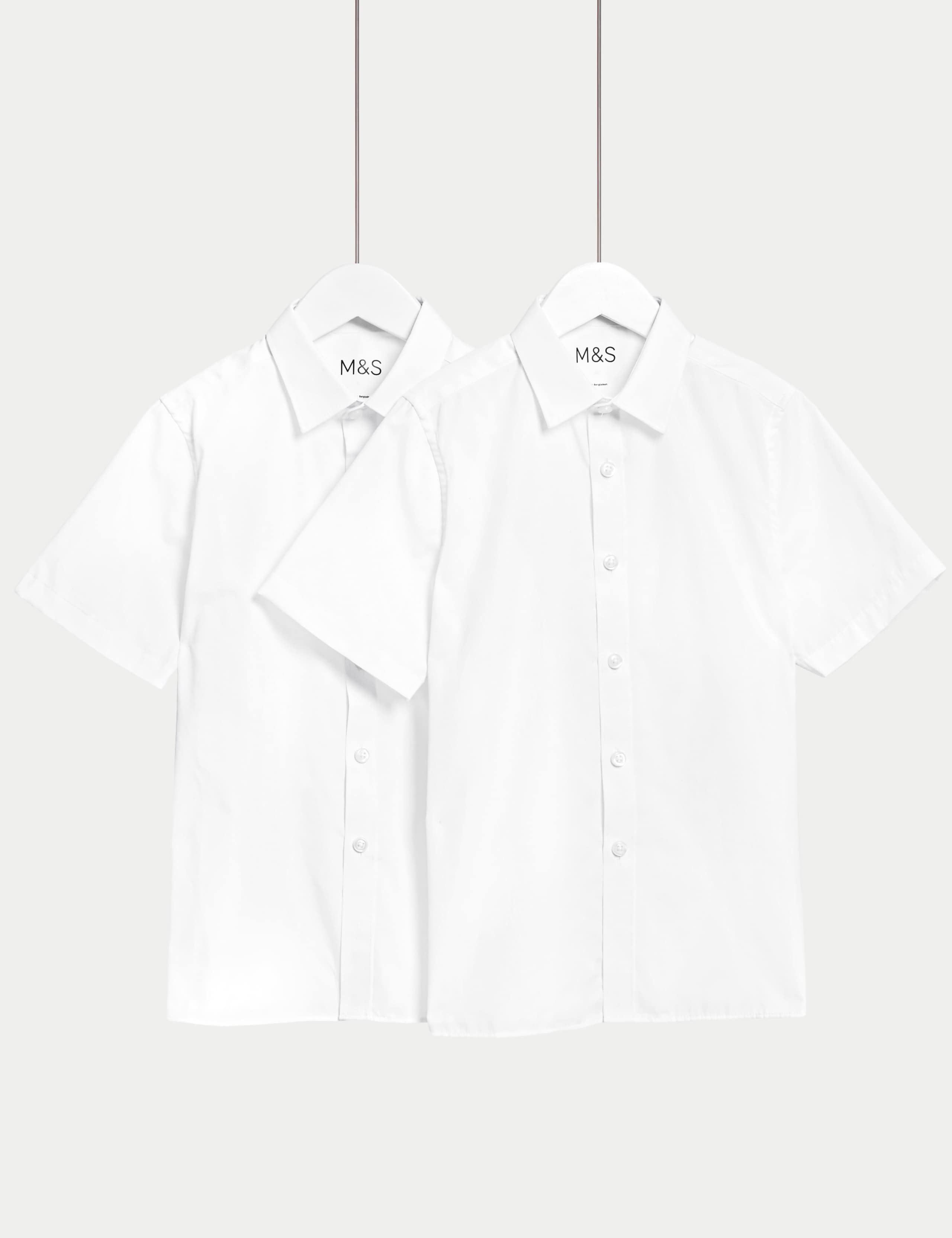 2 Pack Boys' Skinny Fit Stretch School Shirts (2-18 Yrs) 2 of 4