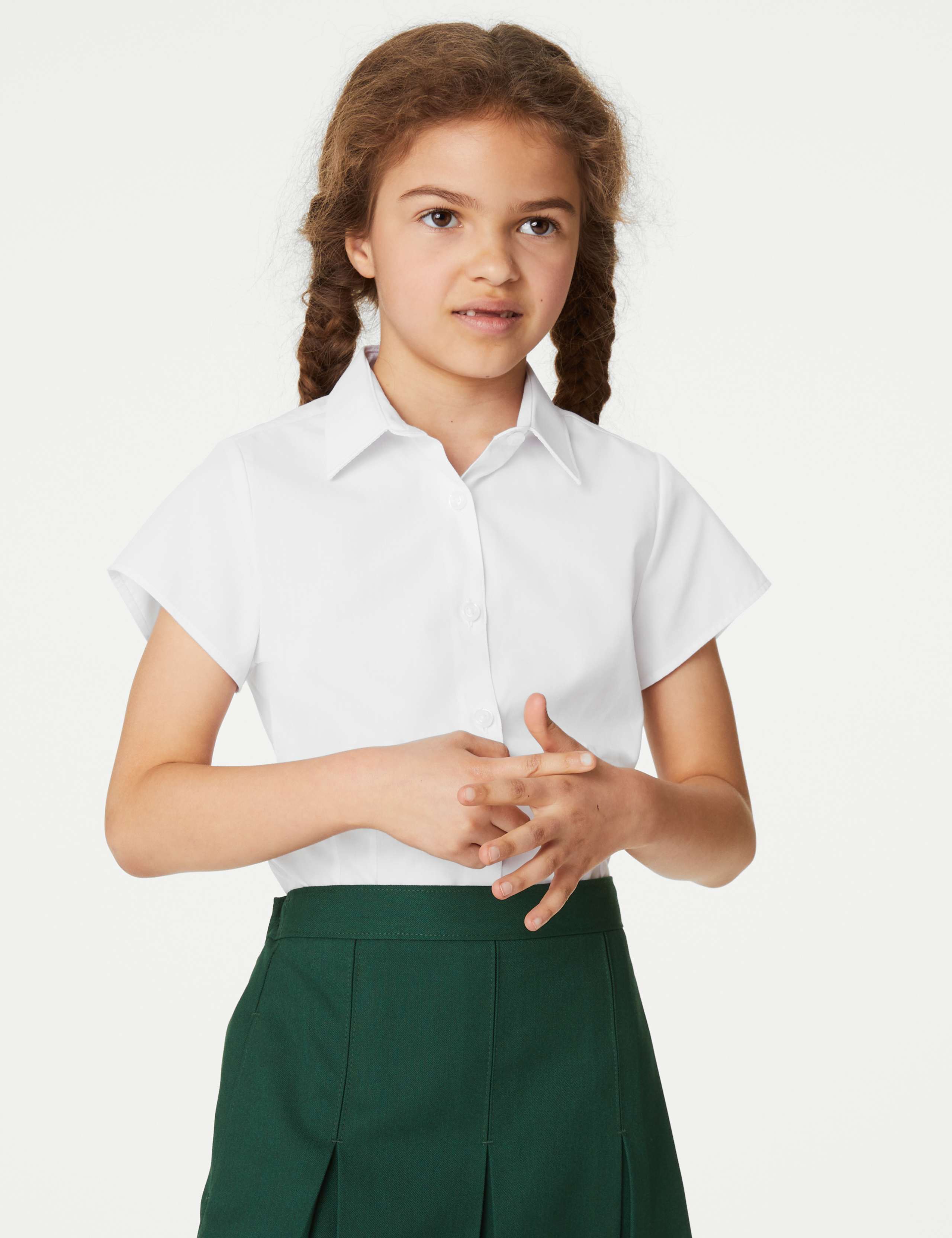 2 Pack Girls' Cap Sleeve Easy Iron School Shirts (2-16 Yrs) 3 of 5