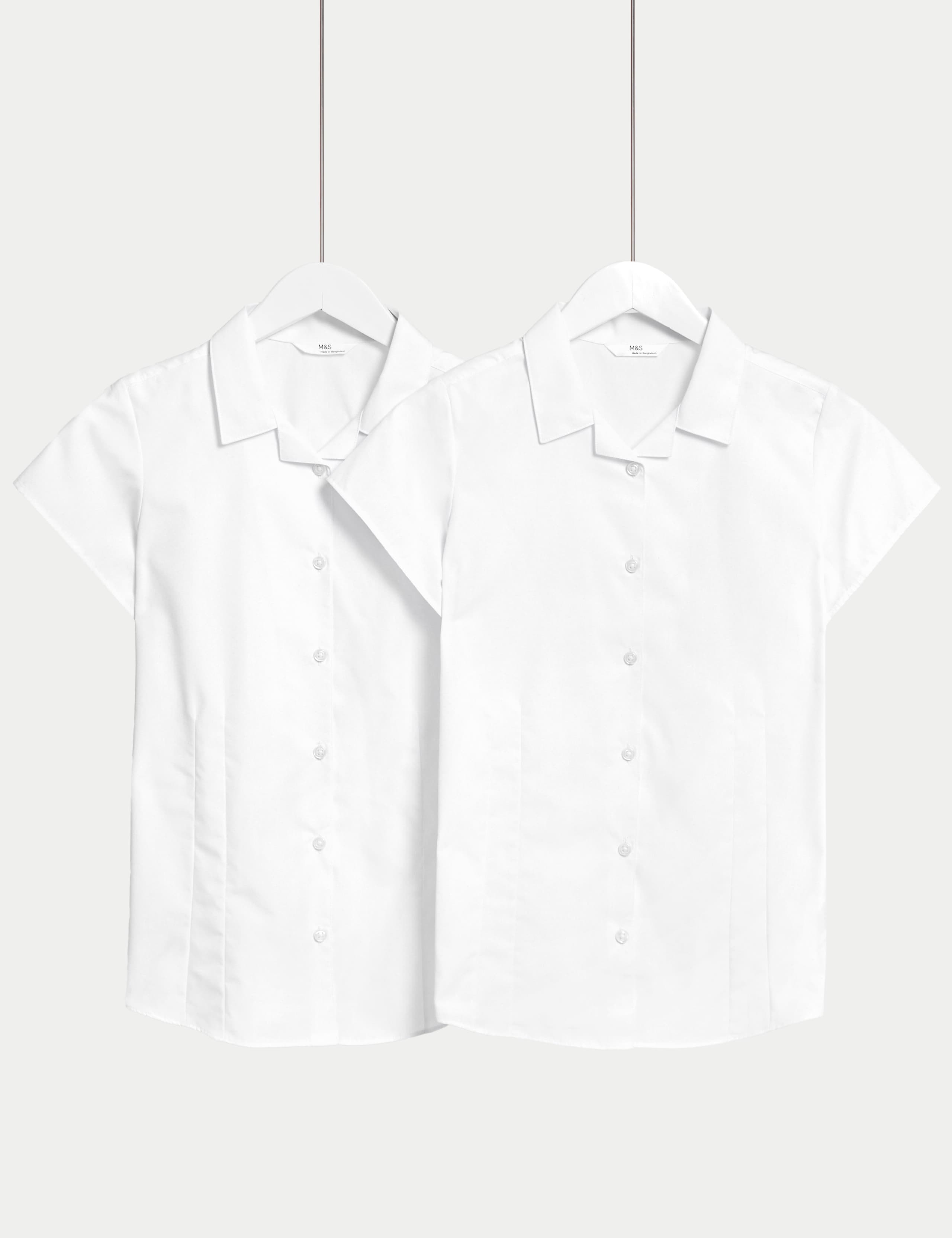 2 Pack Girls' Easy Iron Revere School Shirts (2-16 Yrs) 2 of 5