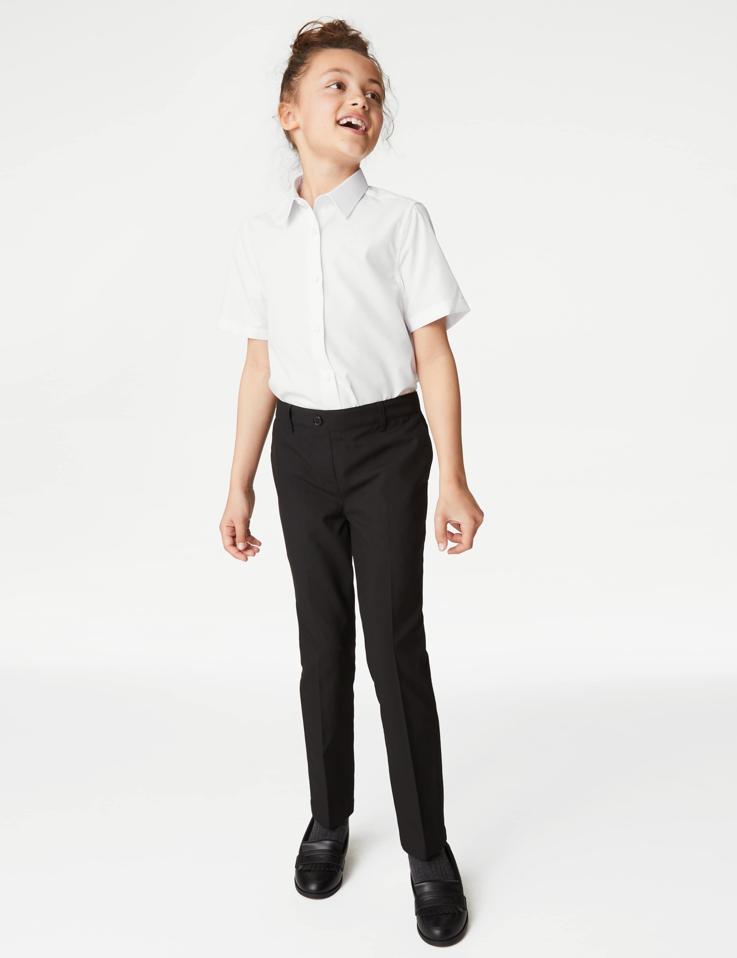 3 Pack Girls' Longer Length Easy Iron School Shirts (4-18 Yrs) 3 of 5