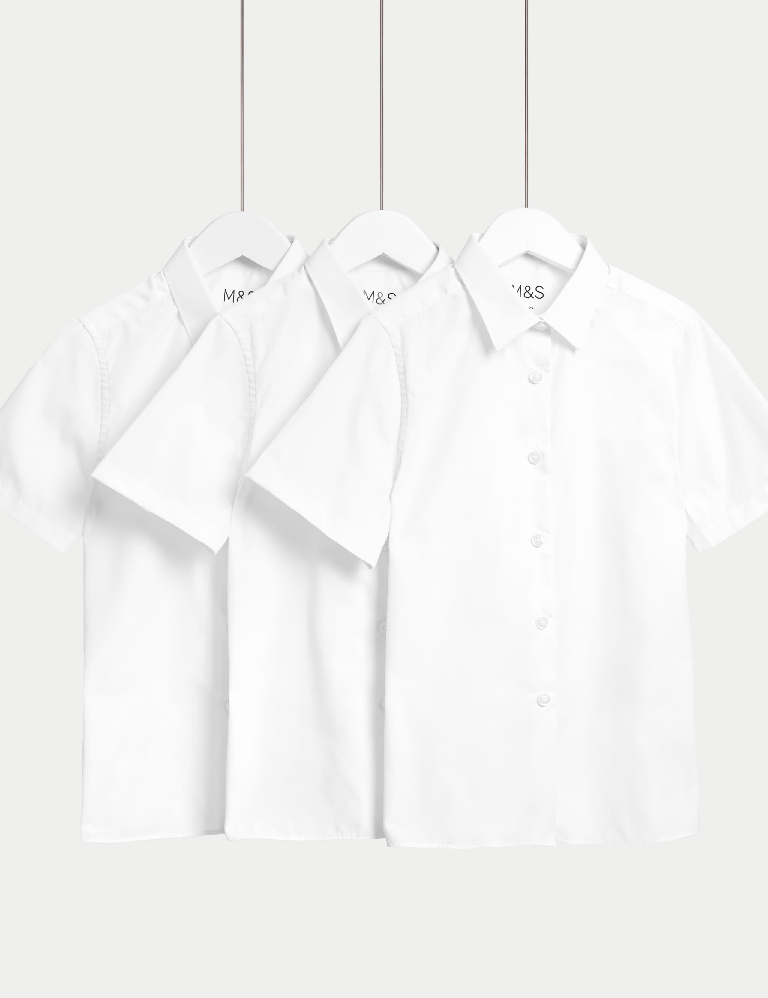 3 Pack Girls' Longer Length Easy Iron School Shirts (4-18 Yrs) 2 of 5