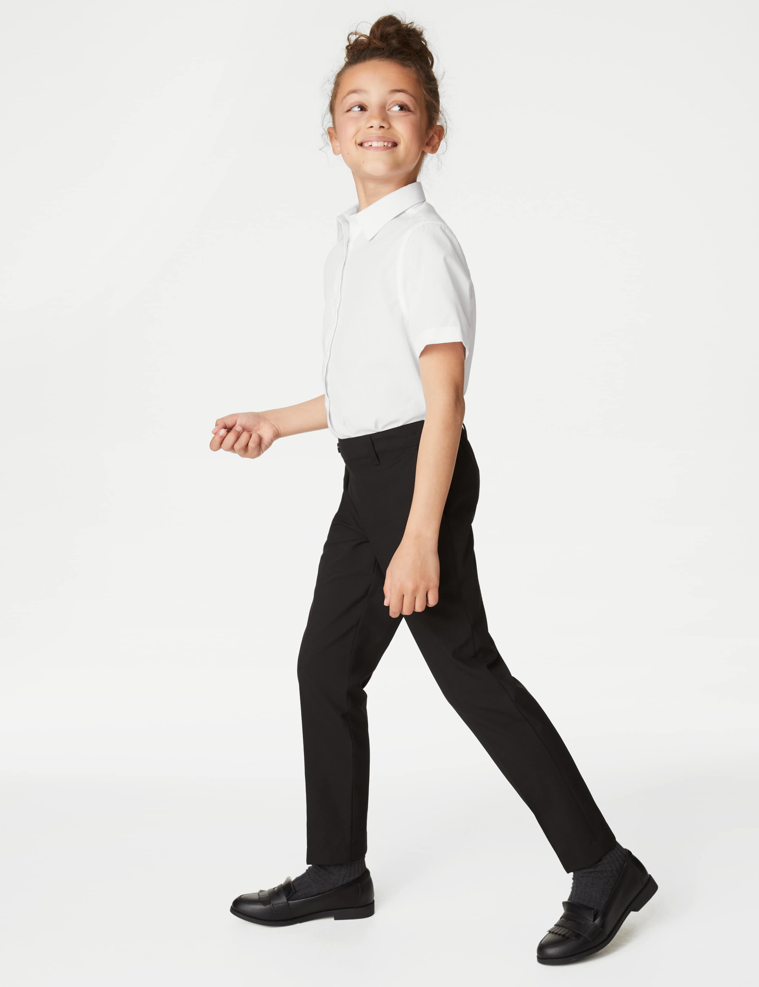3pk Girls' Plus Fit Easy Iron School Shirts (4-18 Yrs) 3 of 5