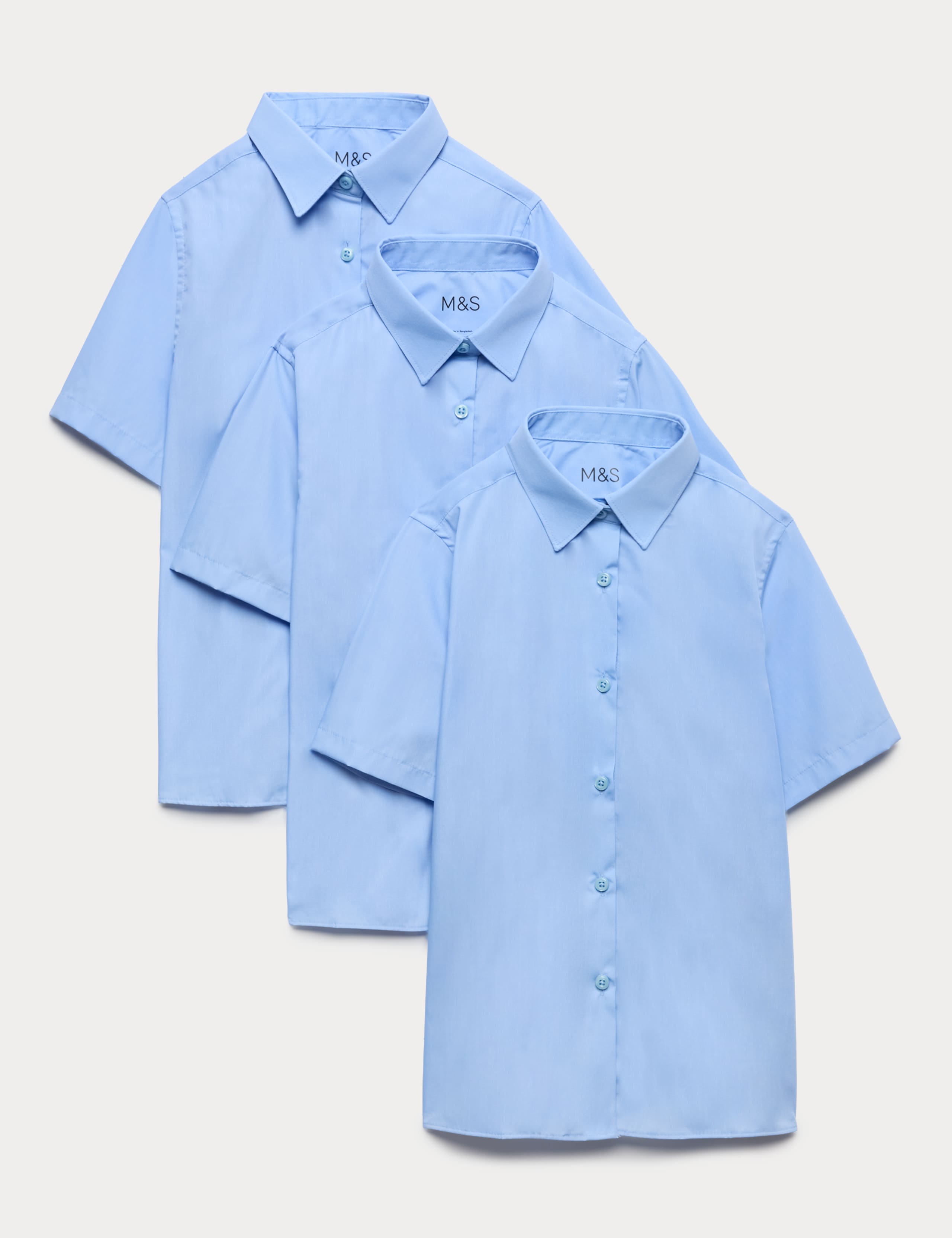 3 Pack Girls' Easy Iron School Shirts (2-16 Yrs) 1 of 3