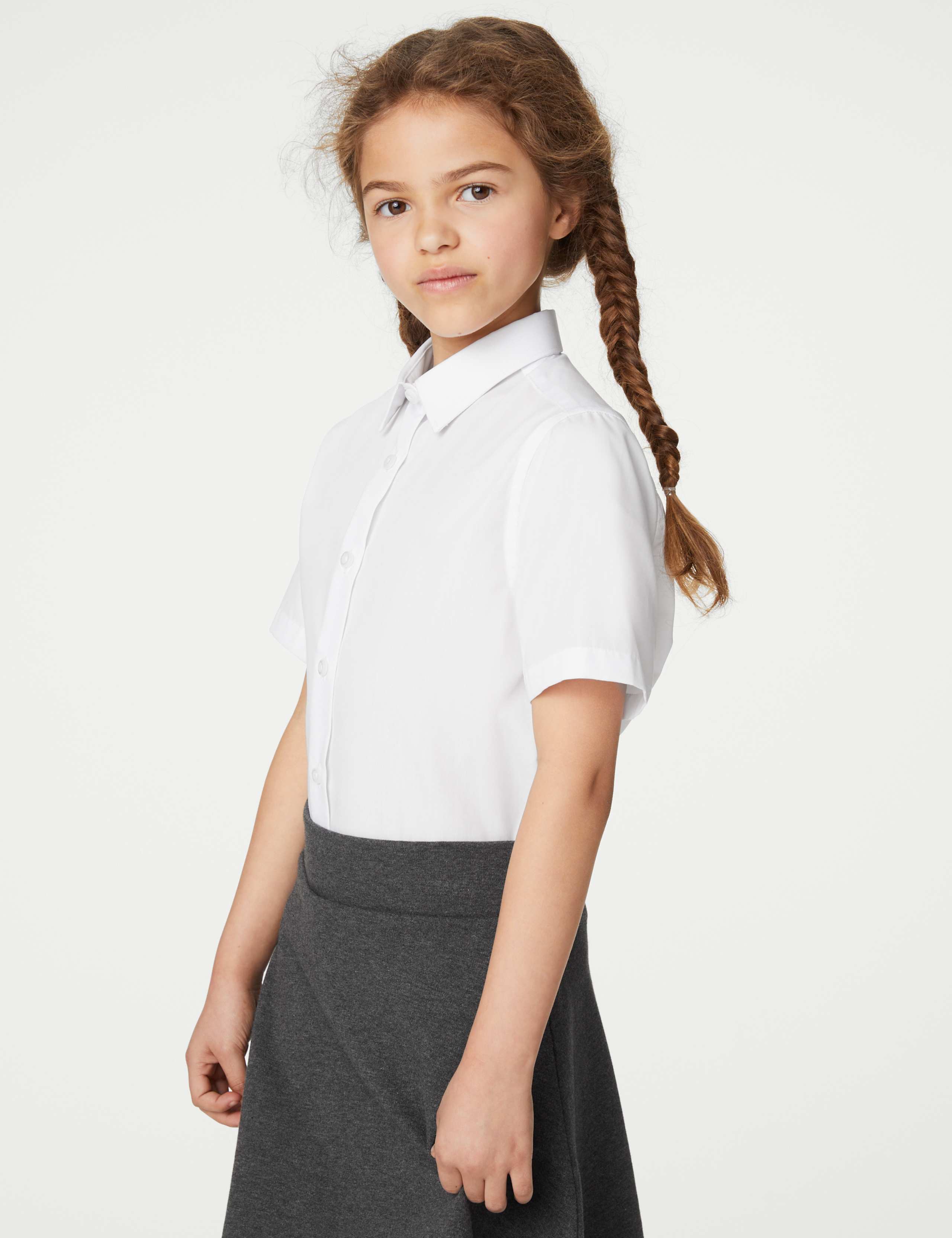 Girls' 5pk Regular Fit Easy to Iron School Shirts (2-18 Yrs) 1 of 5