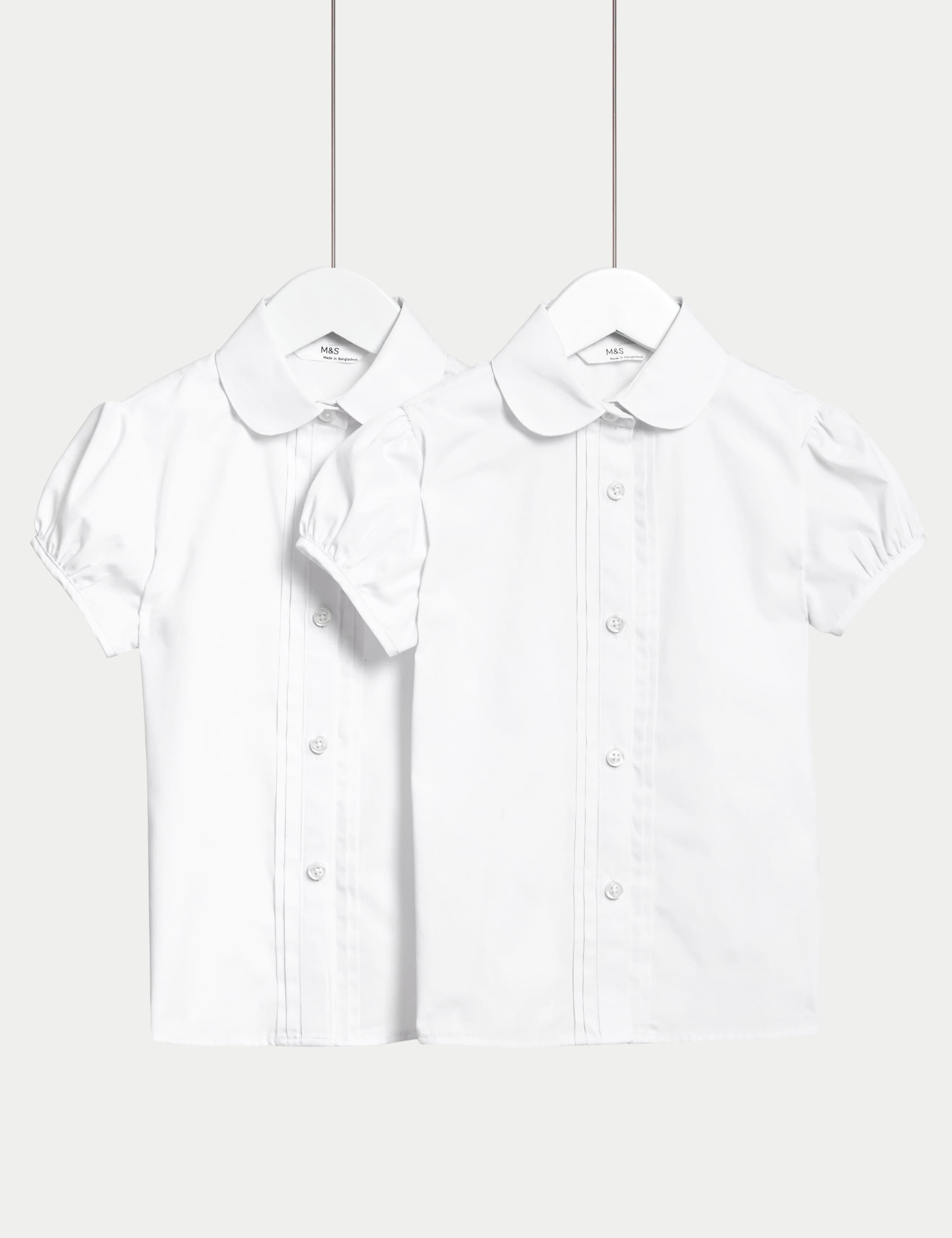 2 Pack Girls' Pintuck Easy Iron School Shirts (2-16 Yrs) 2 of 5
