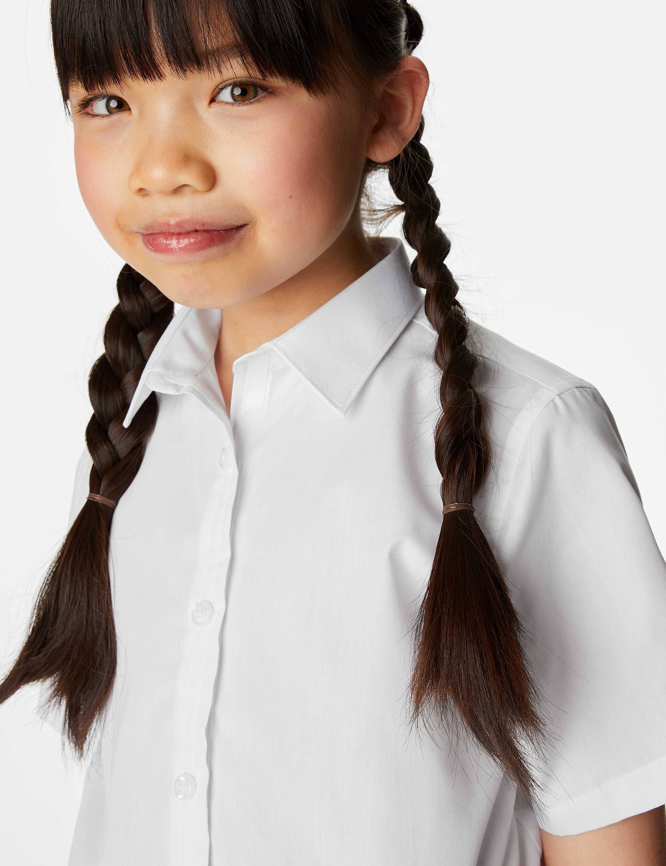 3pk Girls' Easy Dressing Easy Iron School Shirts (3-18 Yrs) 4 of 6