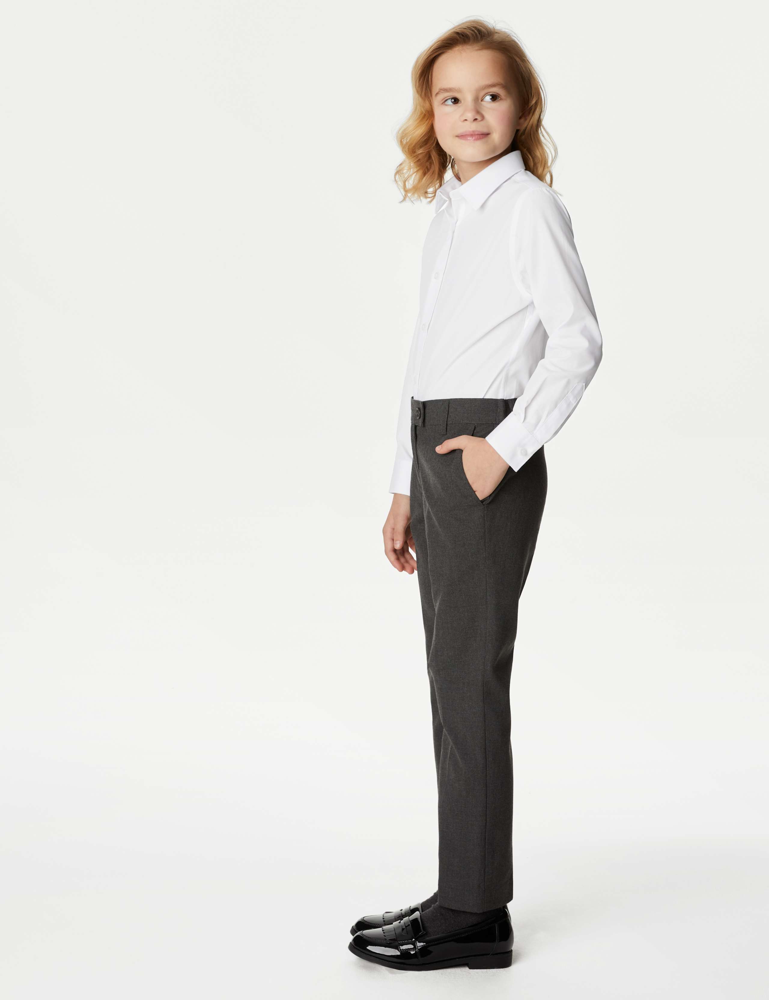 3 Pack Girls' Longer Length Easy Iron School Shirts (4-18 Yrs) 3 of 6