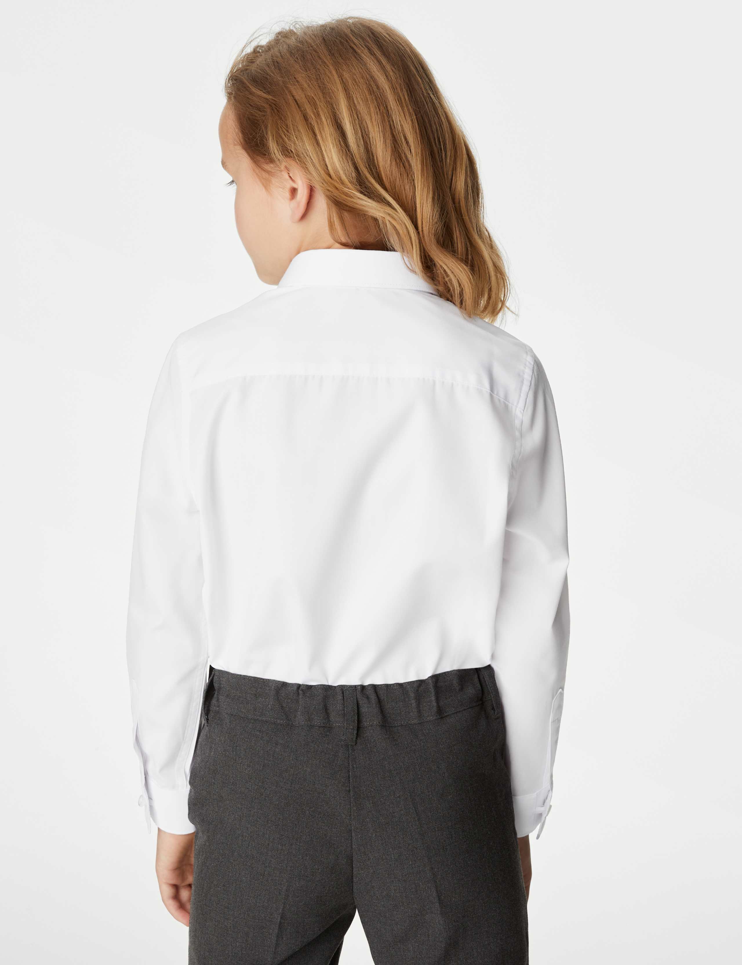 3 Pack Girls' Longer Length Easy Iron School Shirts (4-18 Yrs) 5 of 6