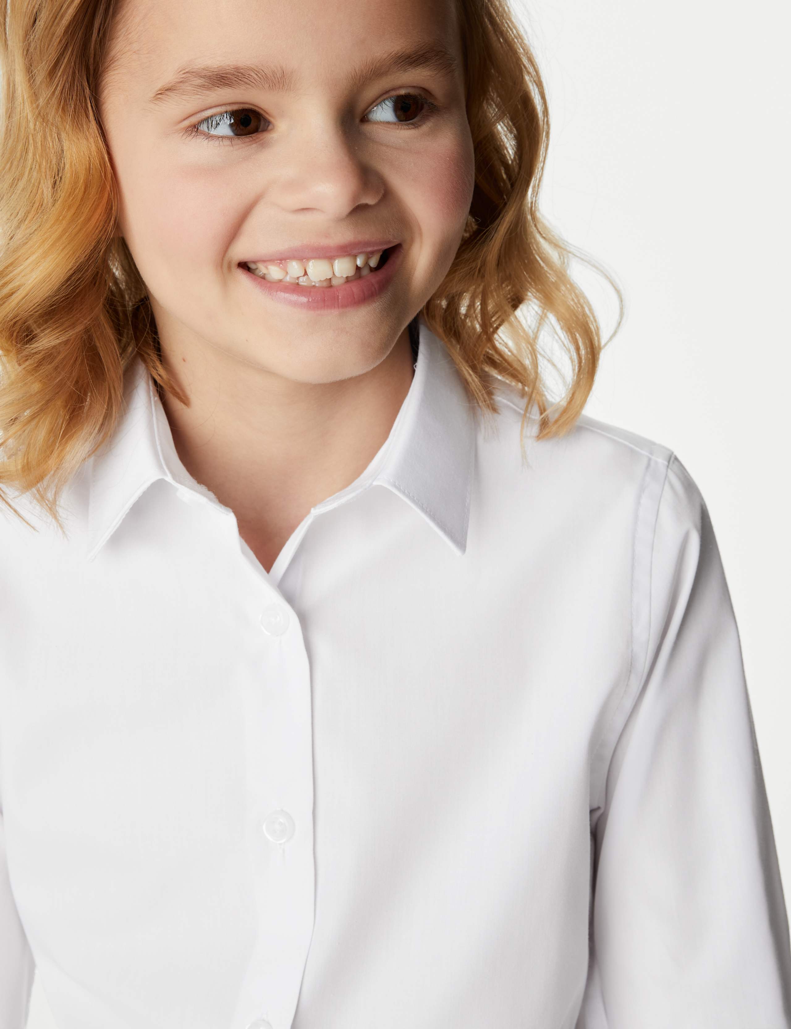 3pk Girls' Plus Fit Easy Iron School Shirts (4-18 Yrs) 4 of 6