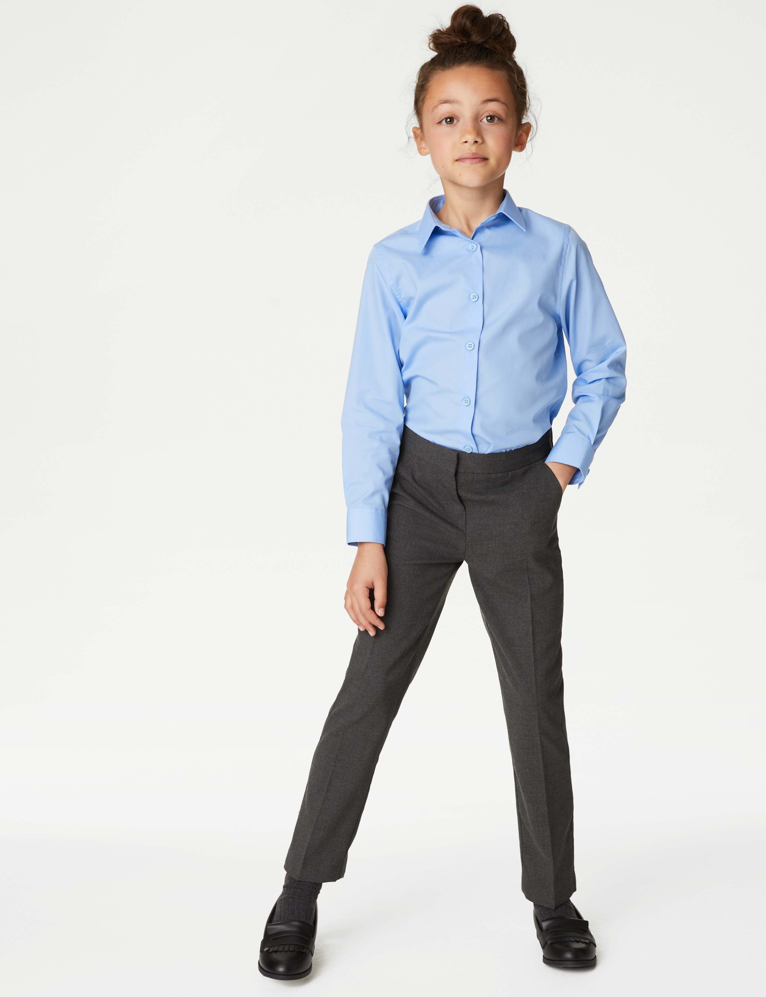 3 Pack Girls' Easy Iron School Shirts (2-16 Yrs) 3 of 6