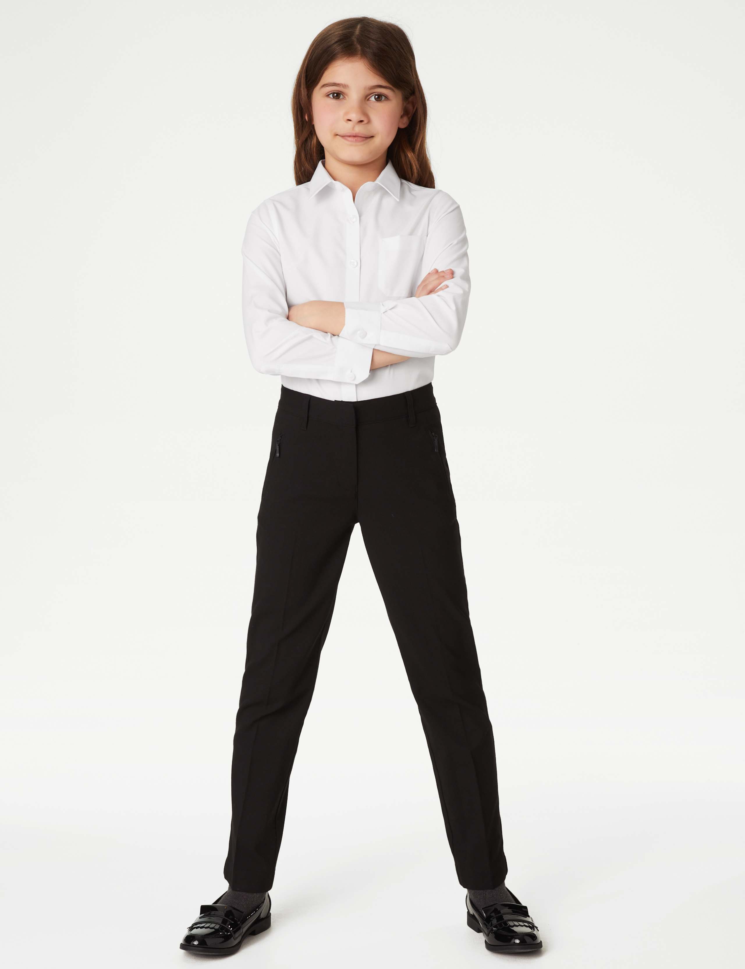 2 Pack Girls' Slim Fit Non-Iron School Shirts (2-18 Yrs) 1 of 5