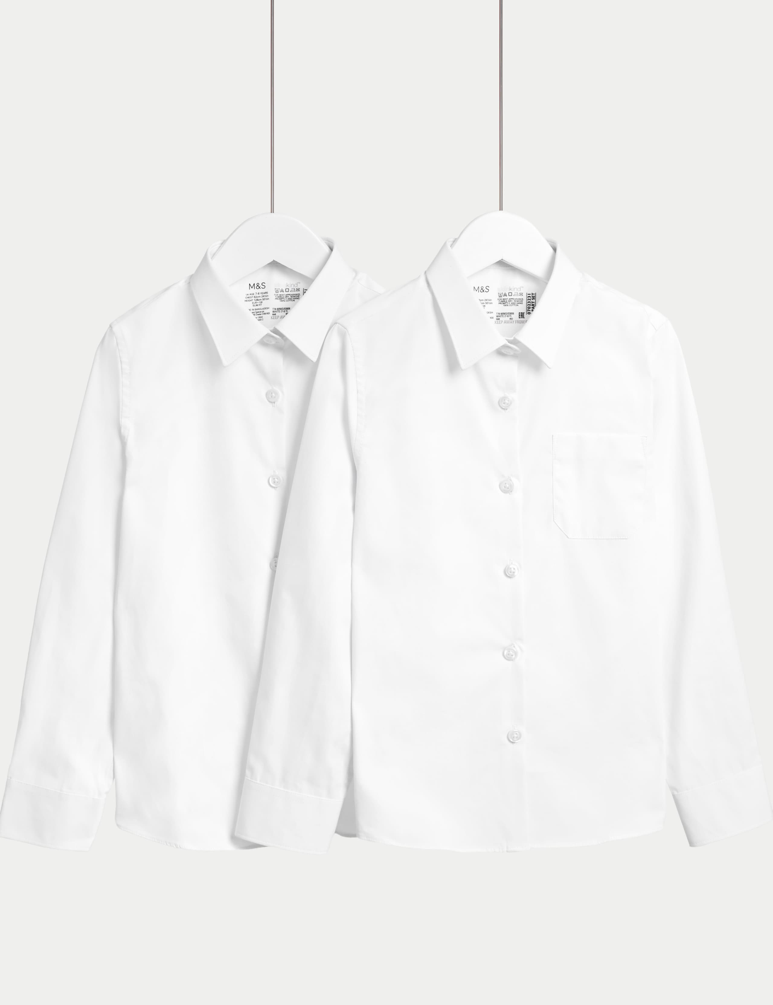 2pk Girls’ Regular Fit Cotton School Shirts (2-18 Yrs) 2 of 6