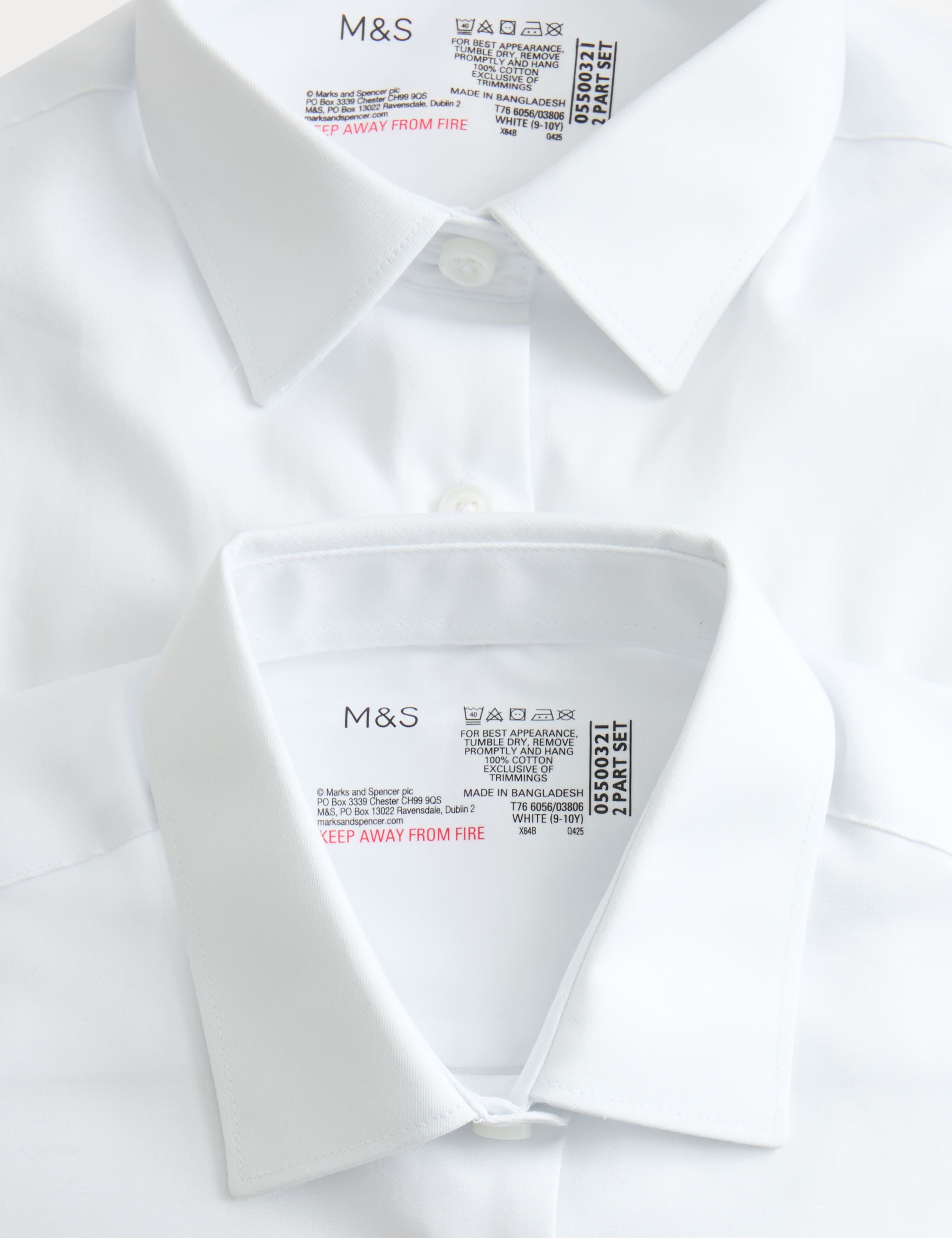 2 Pack Girls' Pure Cotton Regular Fit School Shirts (2-18 Yrs) 2 of 2