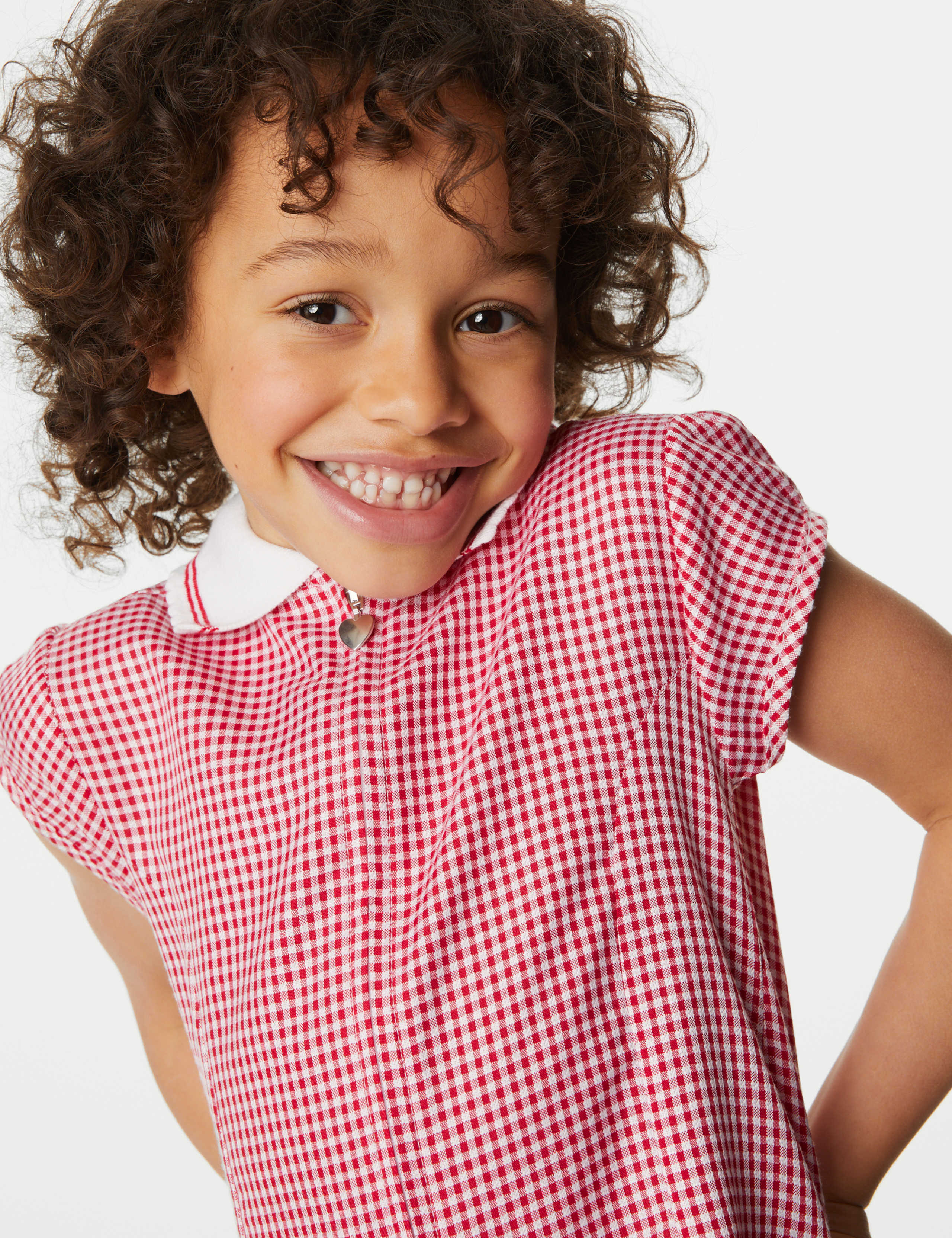 Girls' Gingham Pleated School Dress (2-14 Yrs) 1 of 5