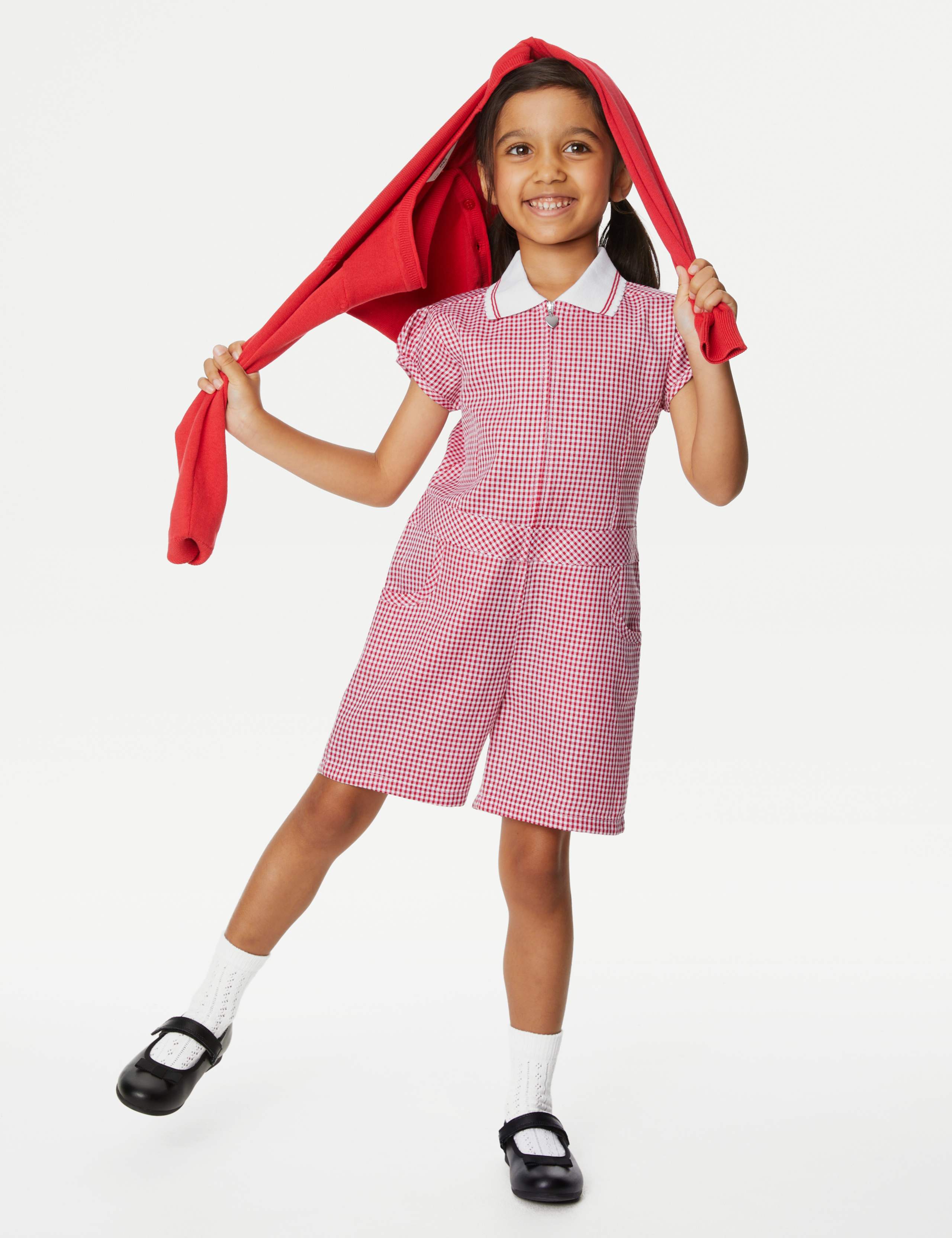 Girls' Gingham School Playsuit (2-14 Yrs) 1 of 5