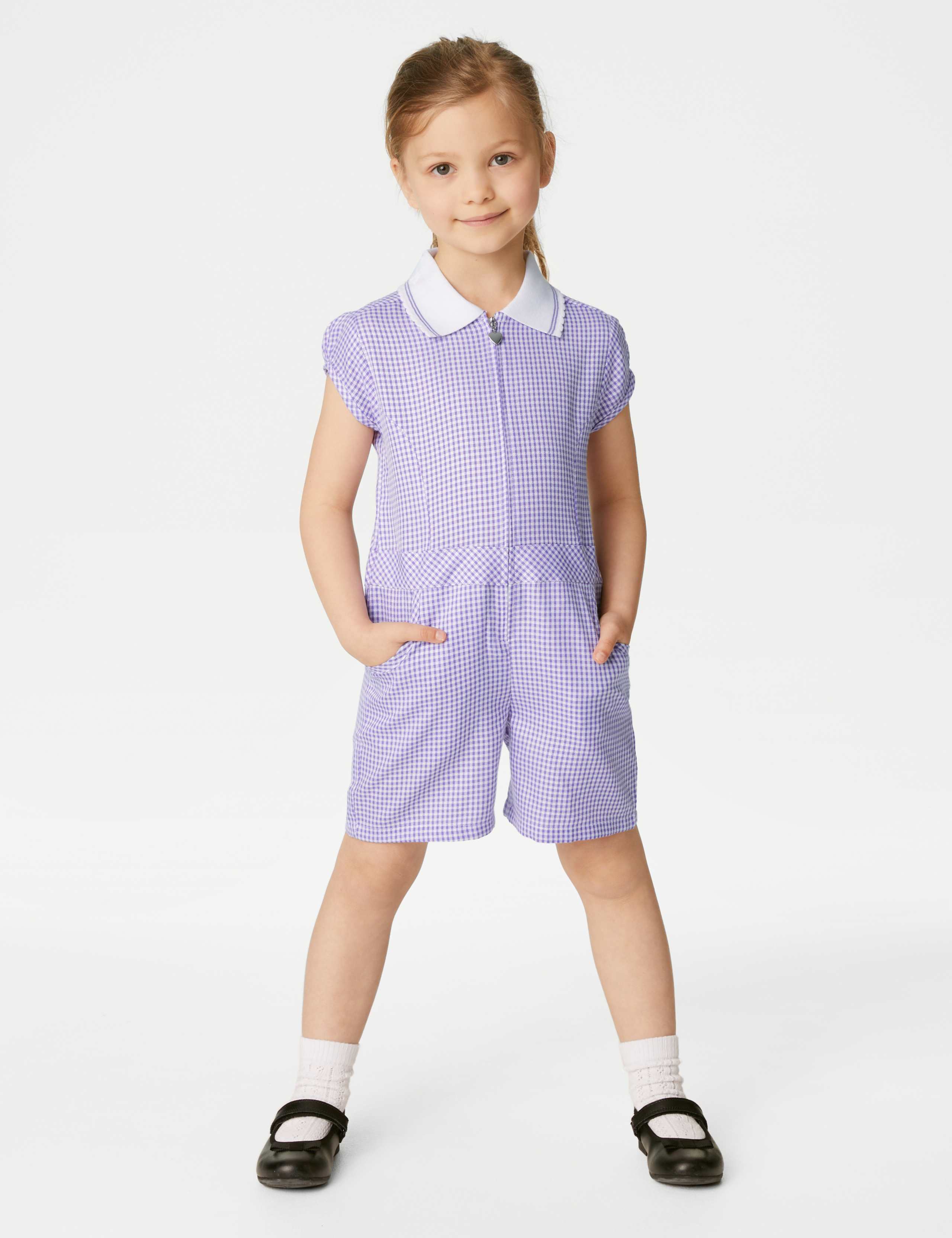 Girls' Gingham School Playsuit (2-14 Yrs) 1 of 5