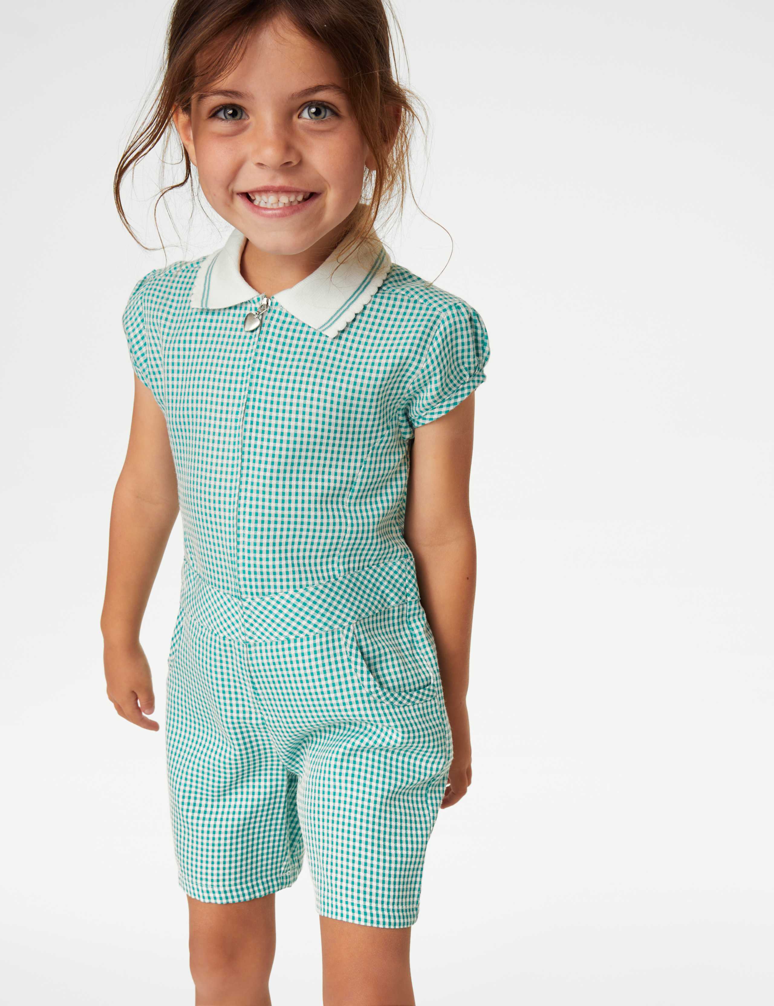 Girls' Gingham School Playsuit (2-14 Yrs) 1 of 6