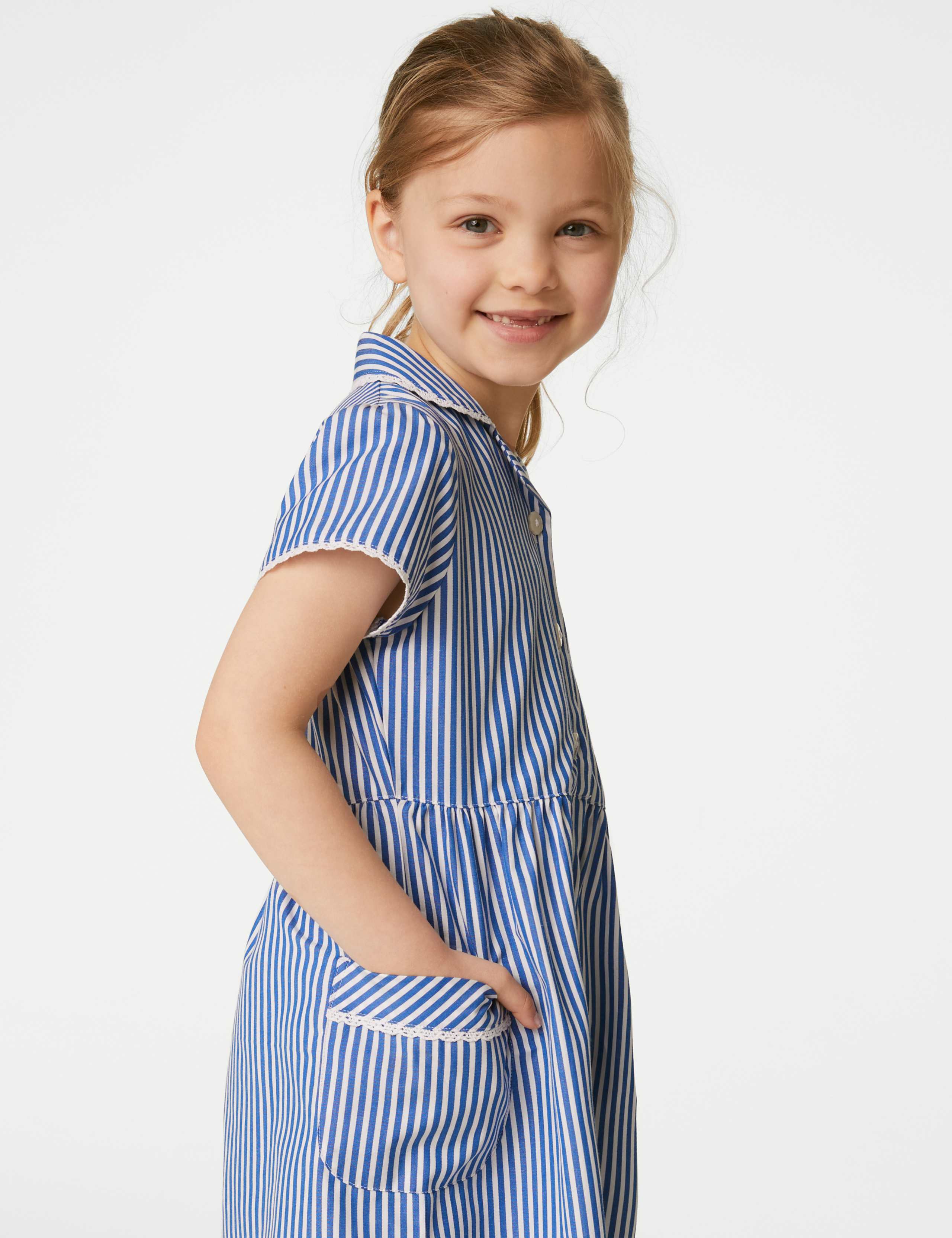 Girls' Pure Cotton Striped School Dress (2-14 Yrs) 3 of 5