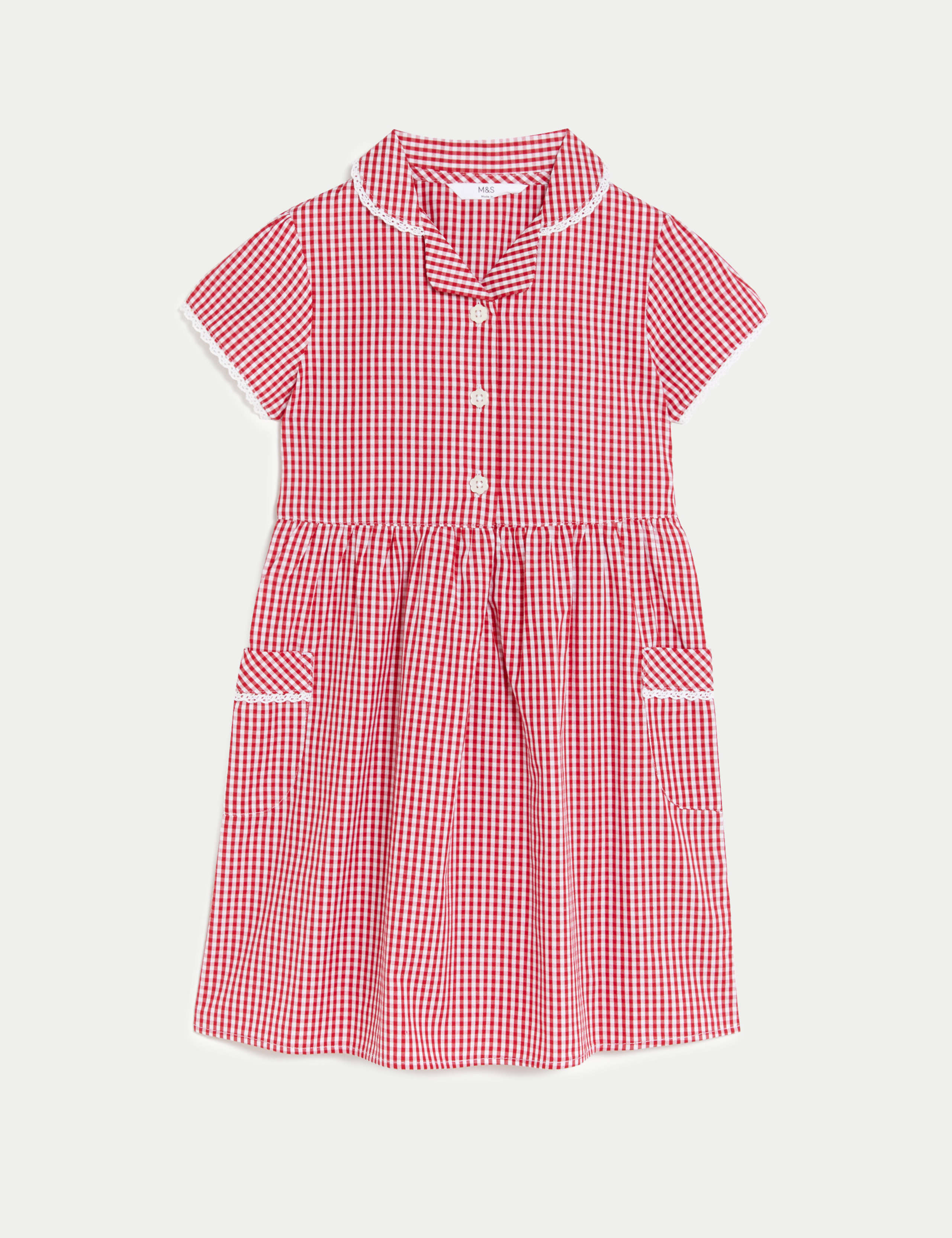 Girls' Pure Cotton Gingham School Dress (2-14 Yrs) 2 of 5