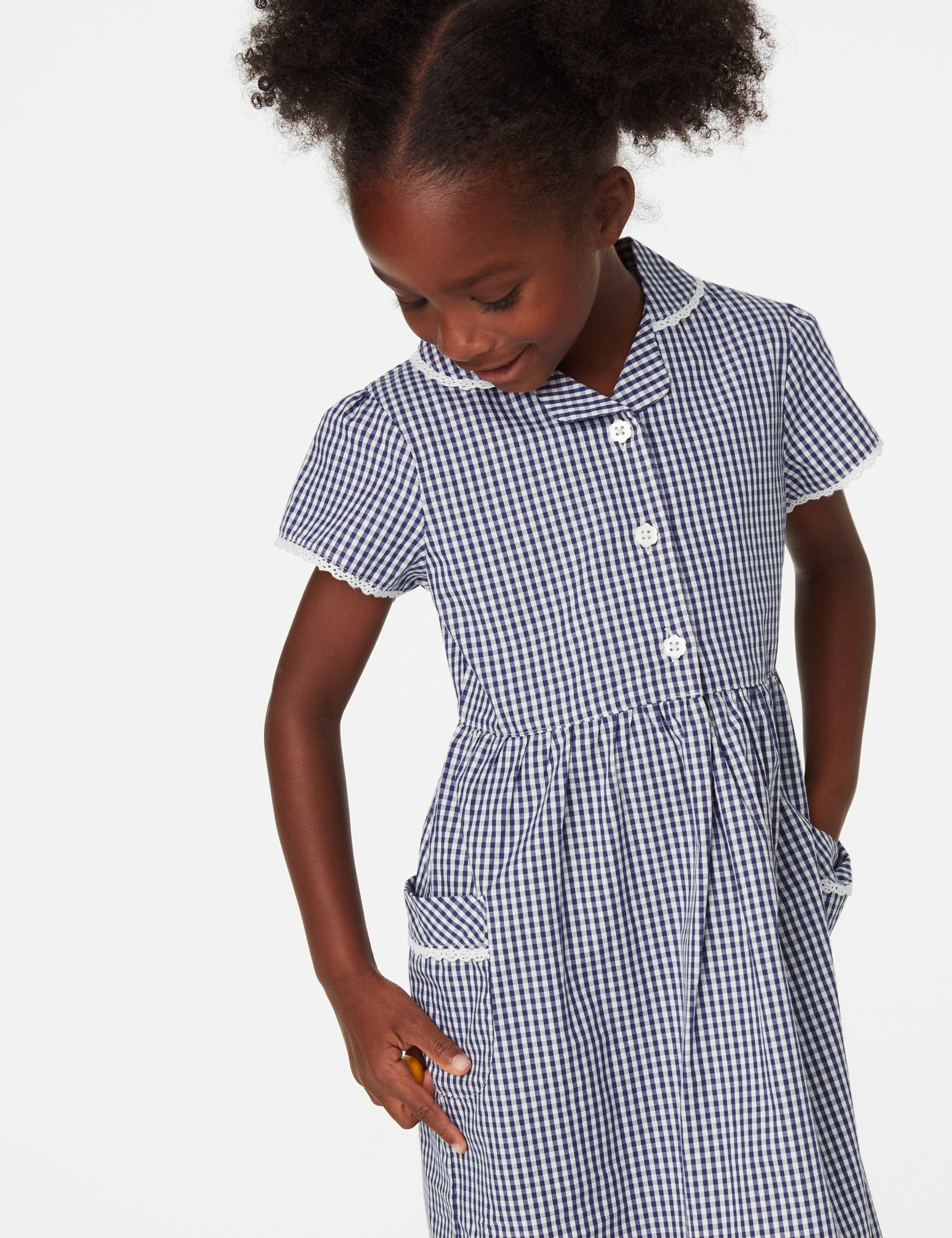 Girls' Pure Cotton Gingham School Dress (2-14 Yrs) 3 of 5