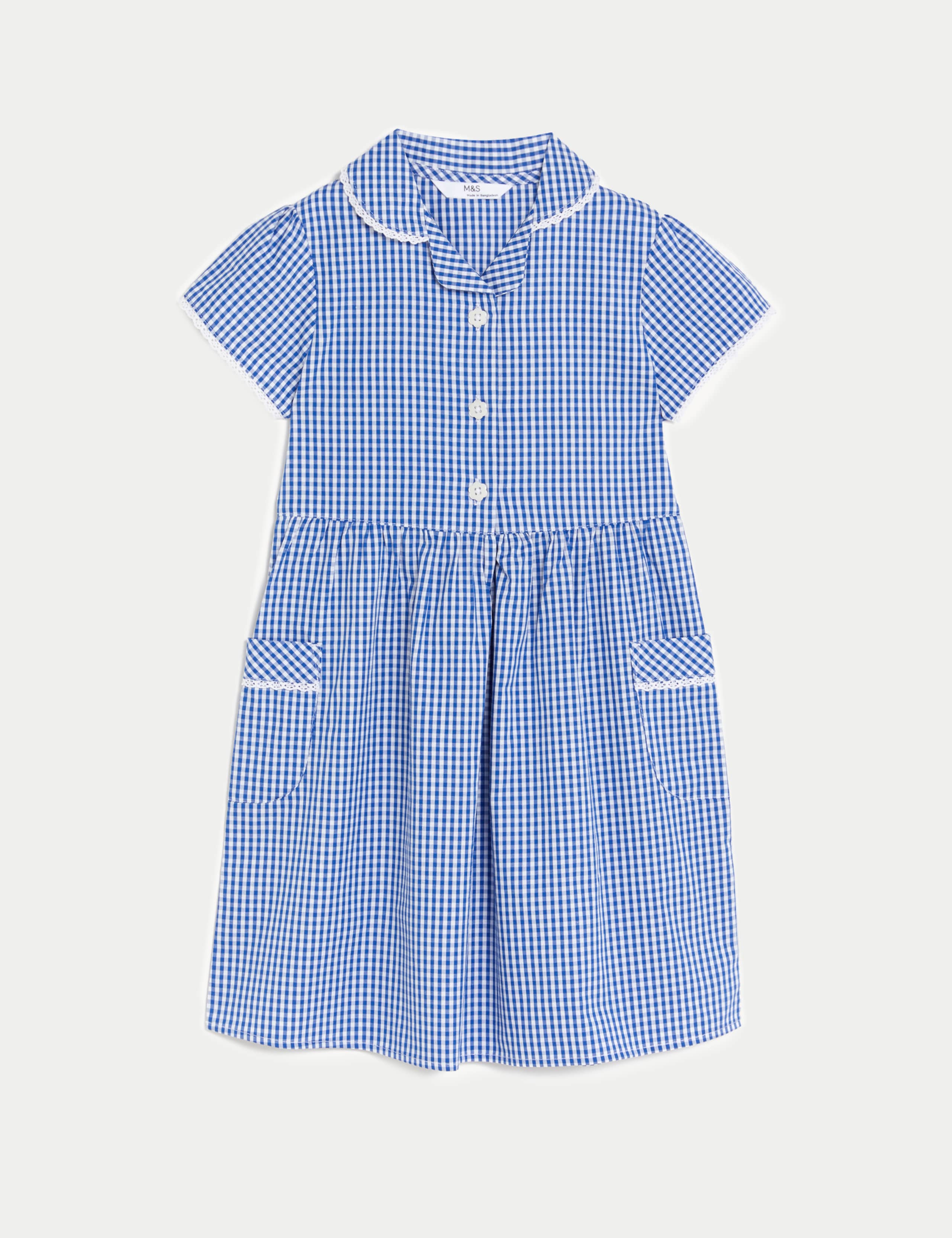 Girls' Pure Cotton Gingham School Dress (2-14 Yrs) 2 of 5