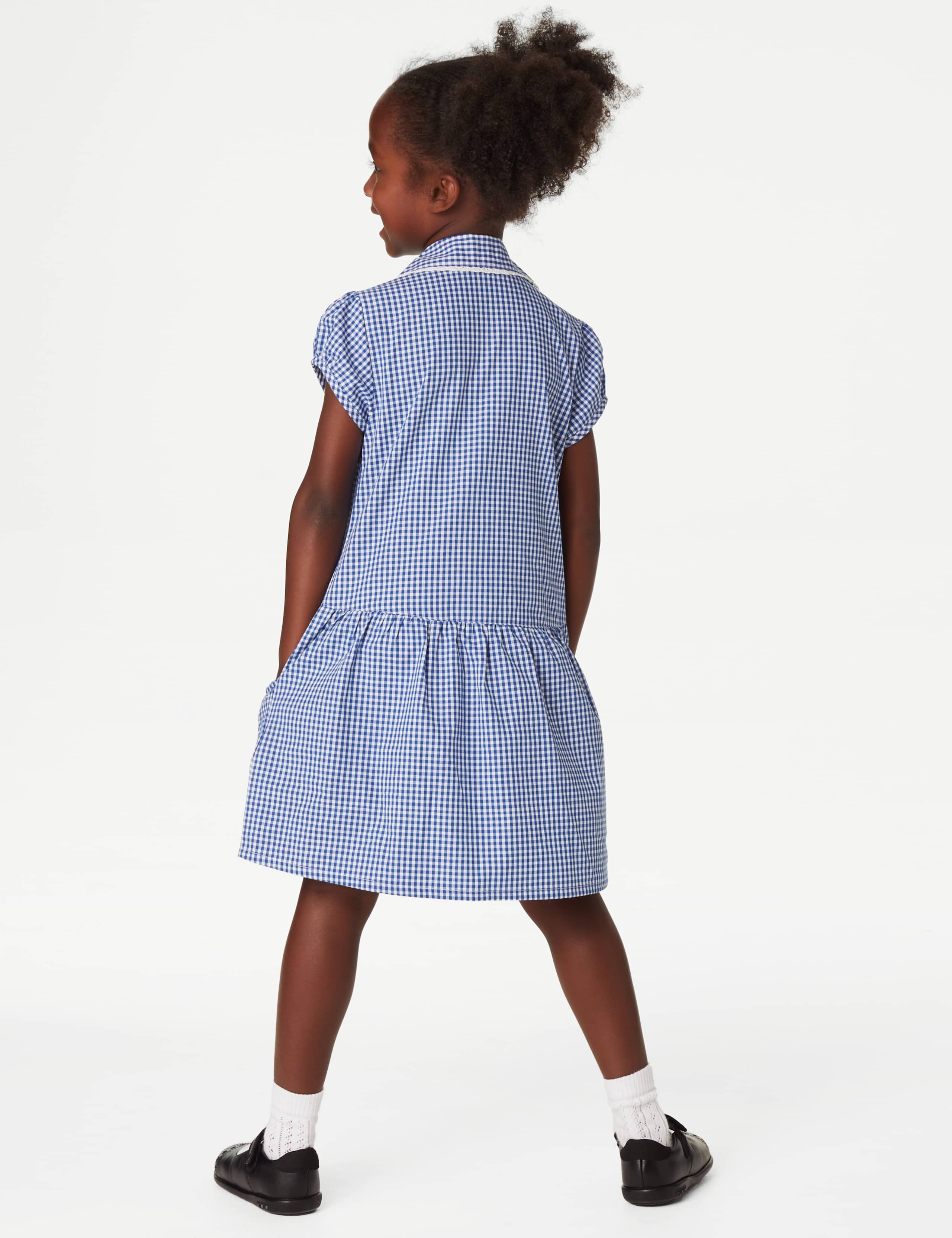 2 Pack Girls' Cotton Plus Fit School Dresses (4-14 Yrs) 4 of 6