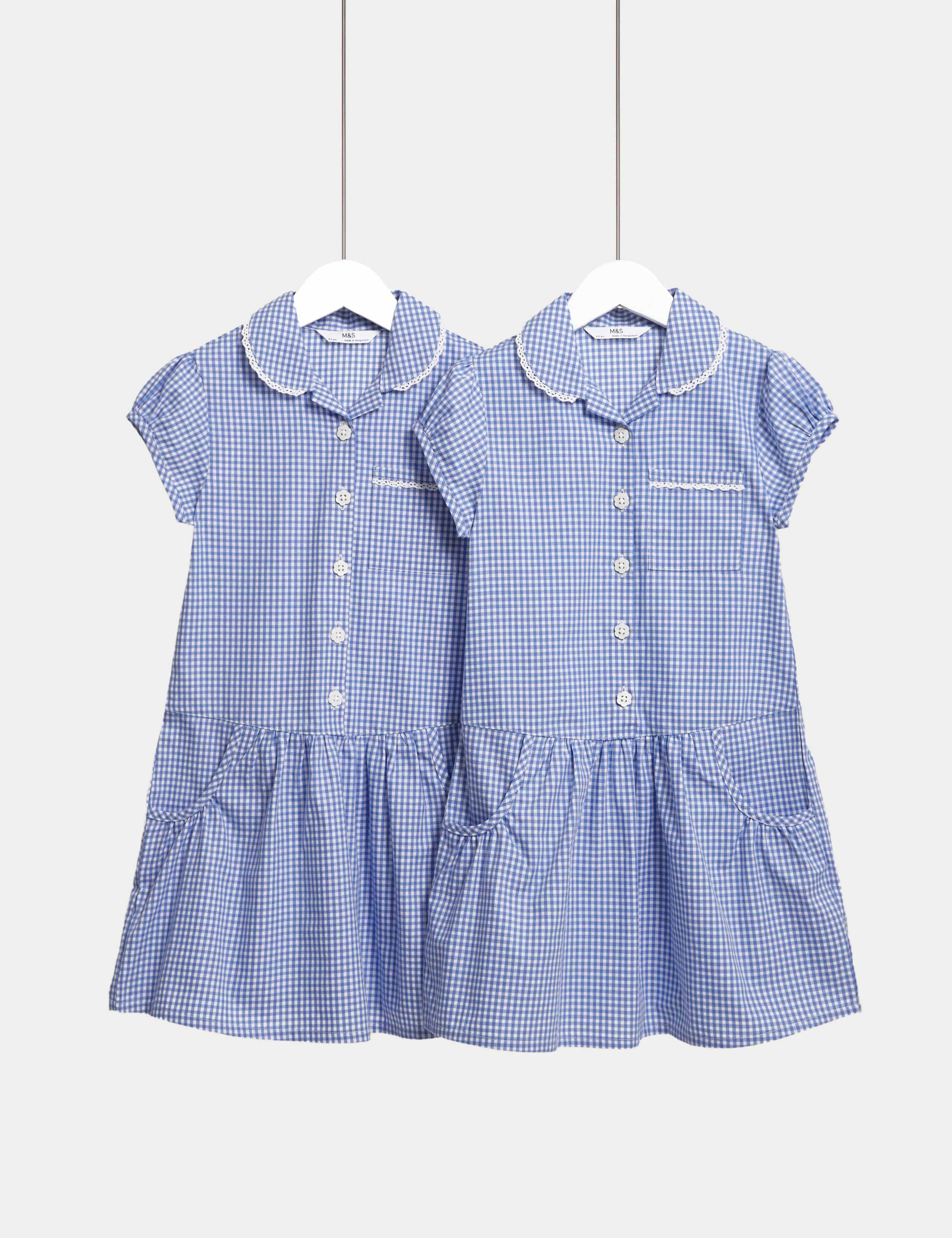 2pk Girls' Cotton Rich Gingham School Dresses (2-14 Yrs) 6 of 6