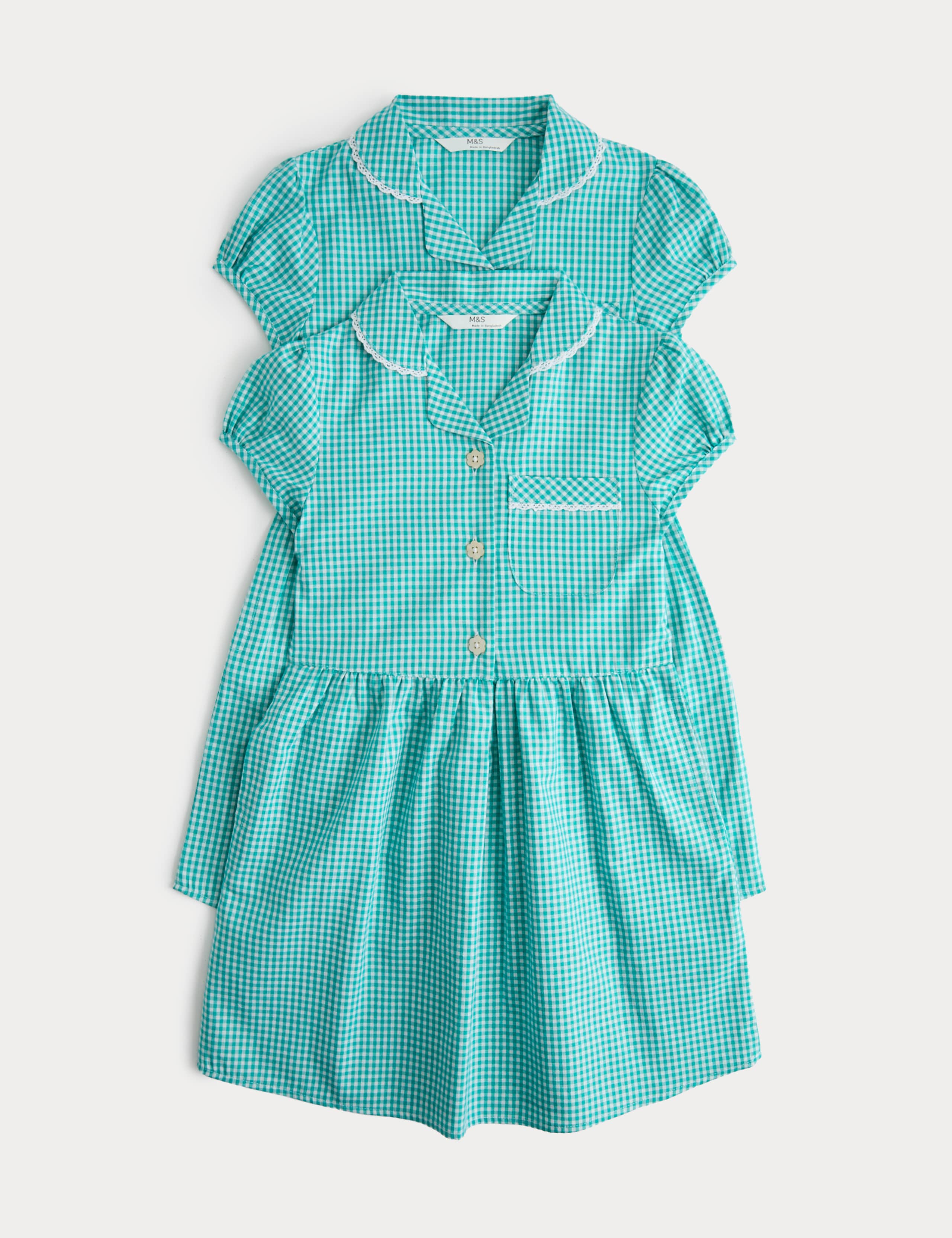 2 Pack Cotton Rich Gingham Dresses (2-14 Years) 1 of 3