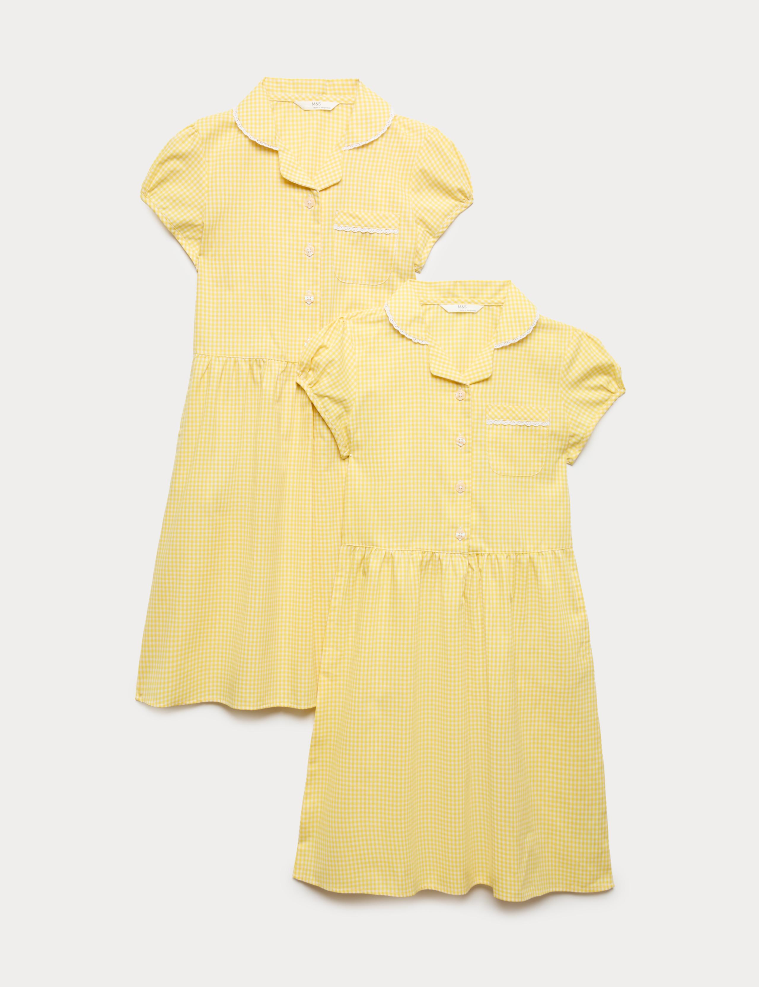 2 Pack Cotton Rich Gingham Dresses (2-14 Yrs) 1 of 3