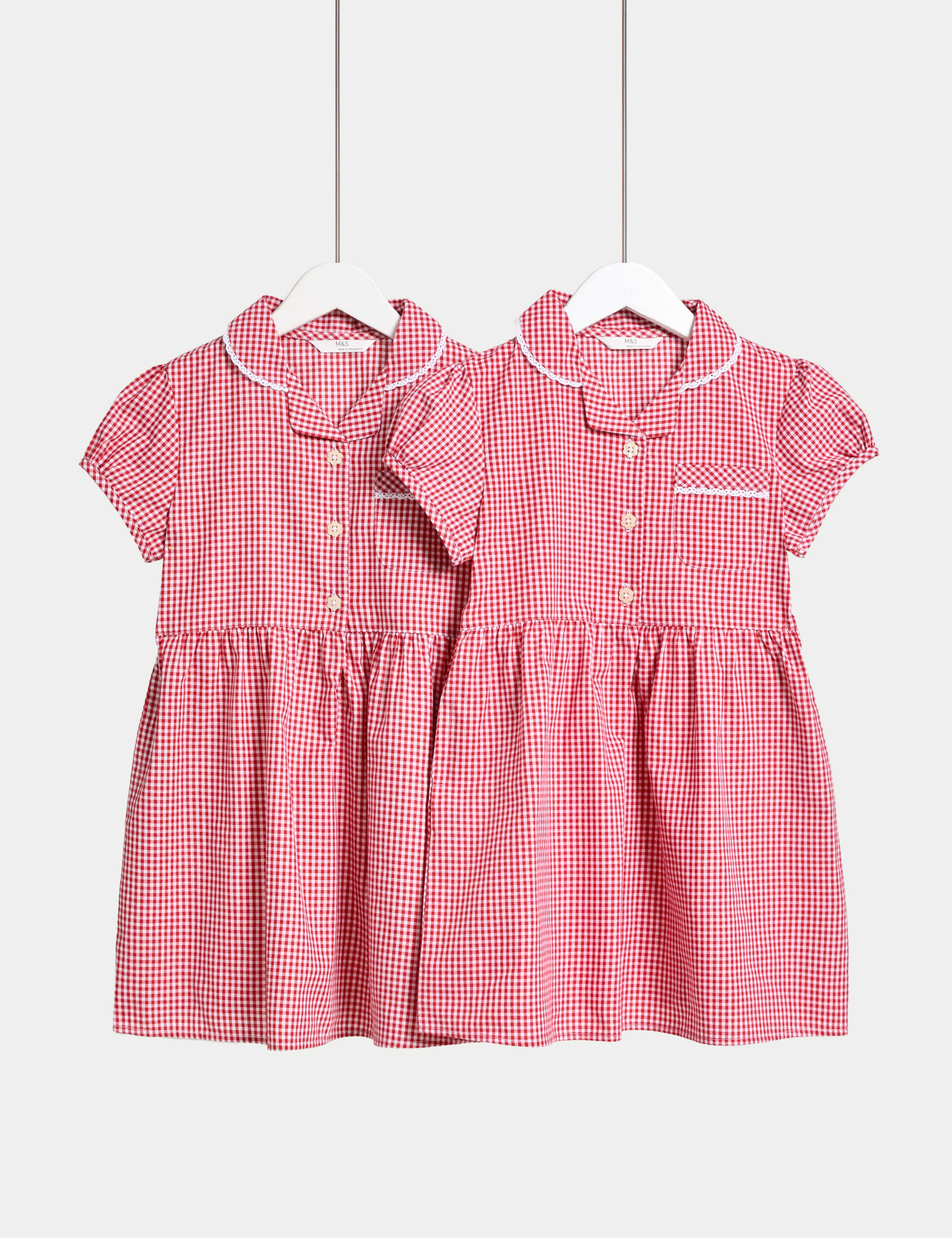 2 Pack Girls' Plus Fit Gingham School Dresses (2-15 Yrs) 1 of 2