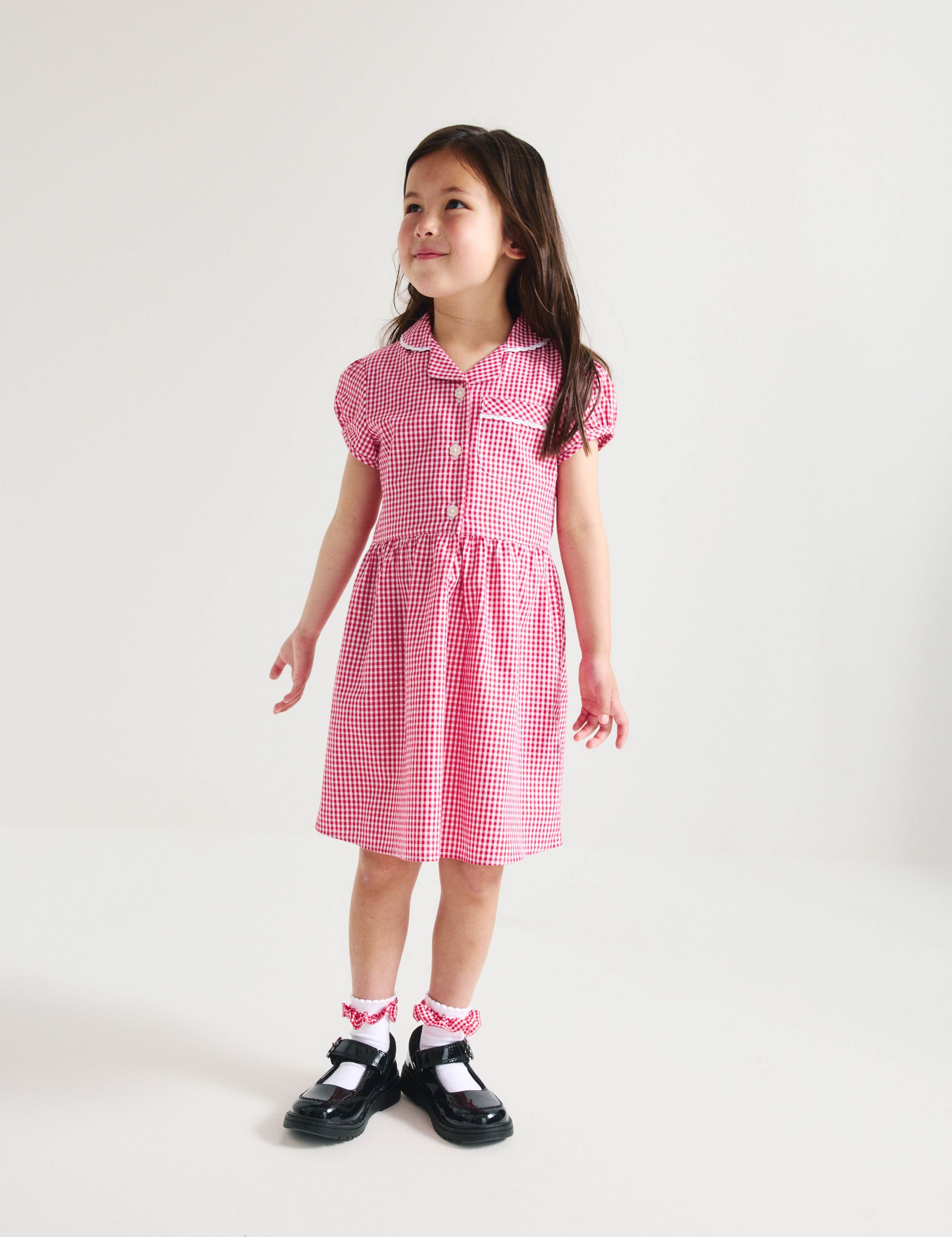 2 Pack Girls' Cotton Rich School Dresses (2-14 Yrs) 2 of 7