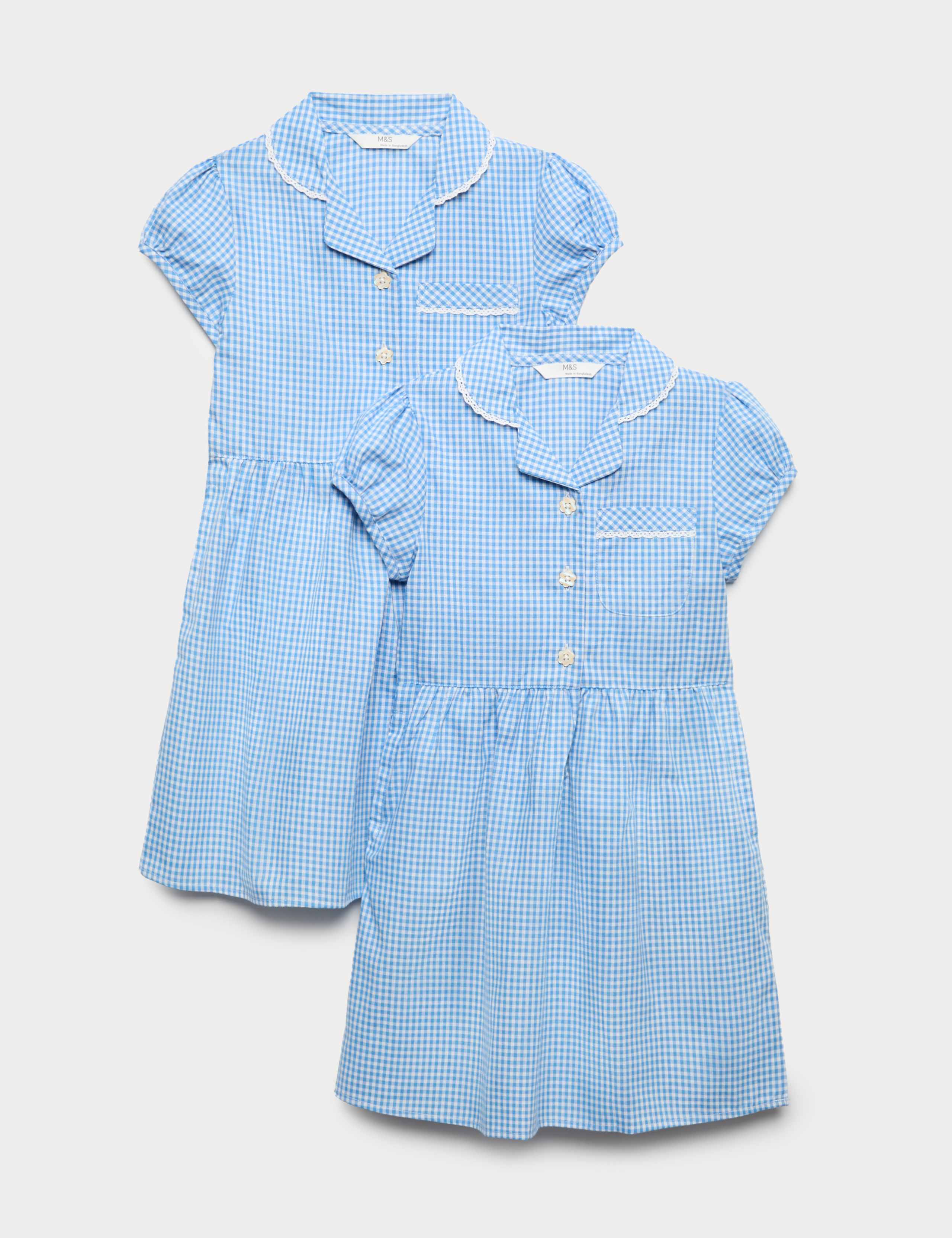 2 Pack Girls' Cotton Rich School Dresses (2-14 Yrs) 1 of 1