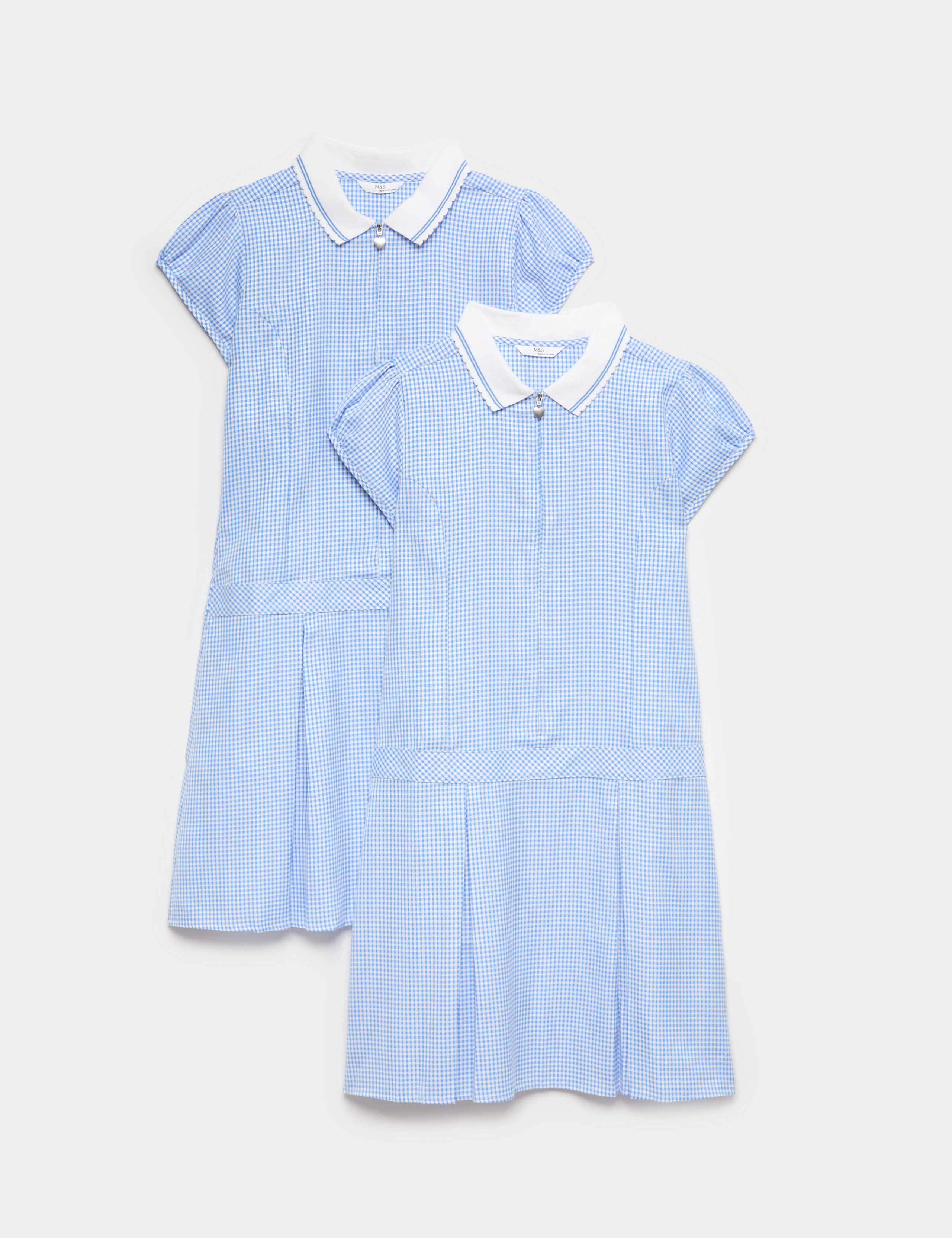 2 Pack Zip Gingham School Dresses (2-14 Yrs) 1 of 8