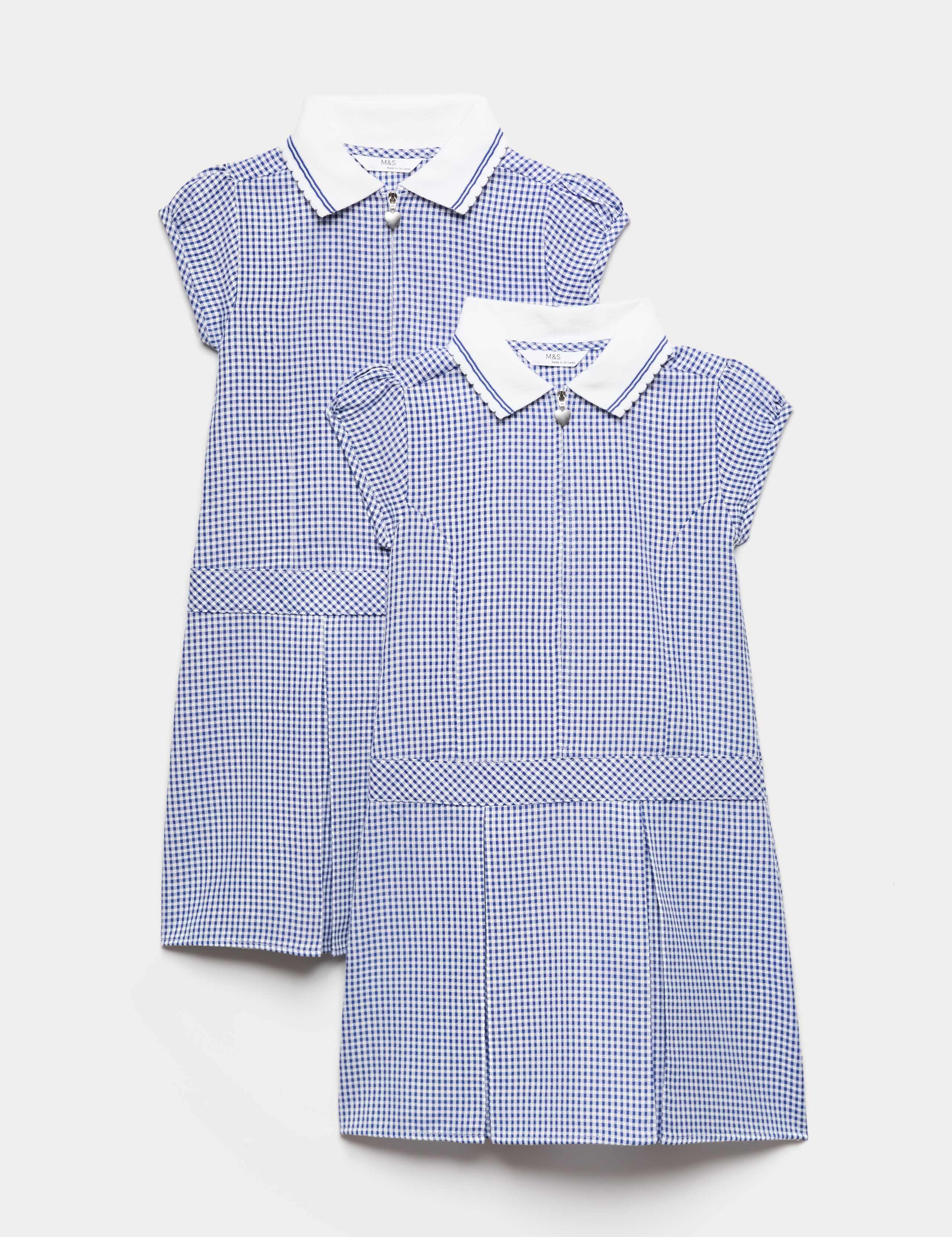 2 Pack Zip Gingham School Dresses (2-14 Yrs) 1 of 2