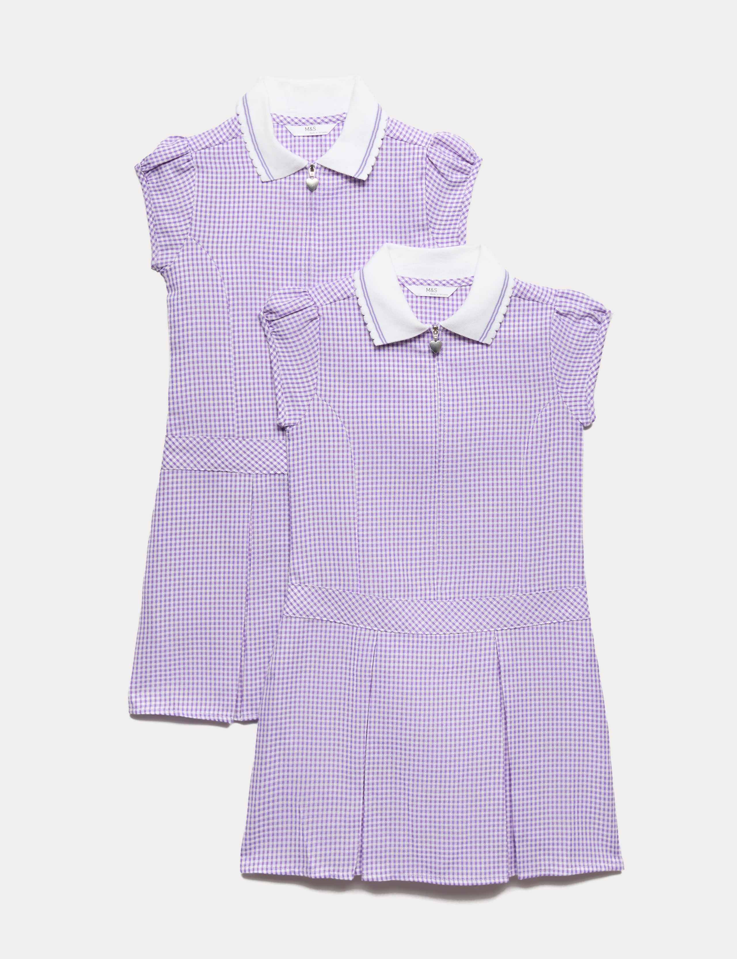 2 Pack Zip Gingham School Dresses (2-14 Yrs) 1 of 2