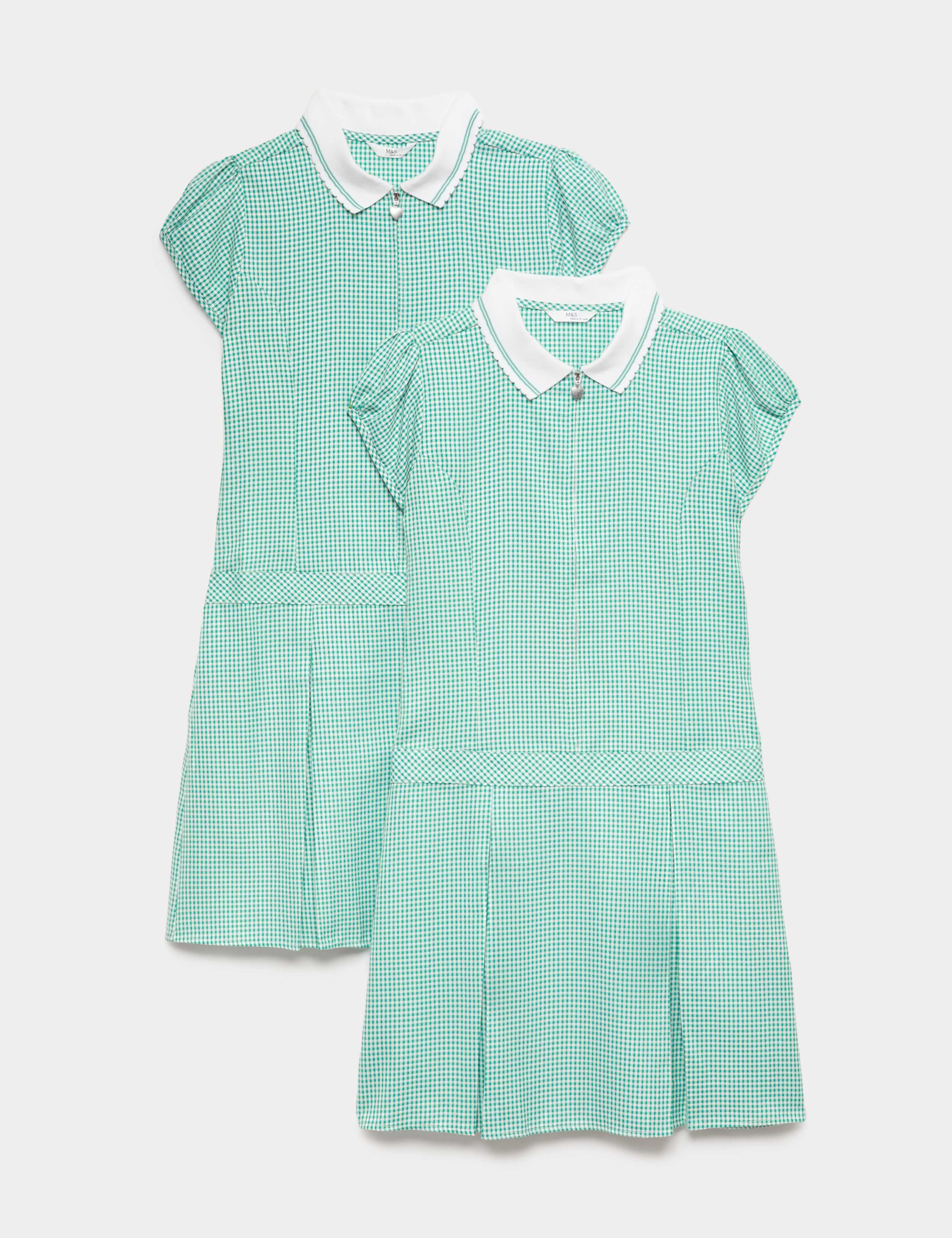 2 Pack Zip Gingham School Dresses (2-14 Yrs) 1 of 2