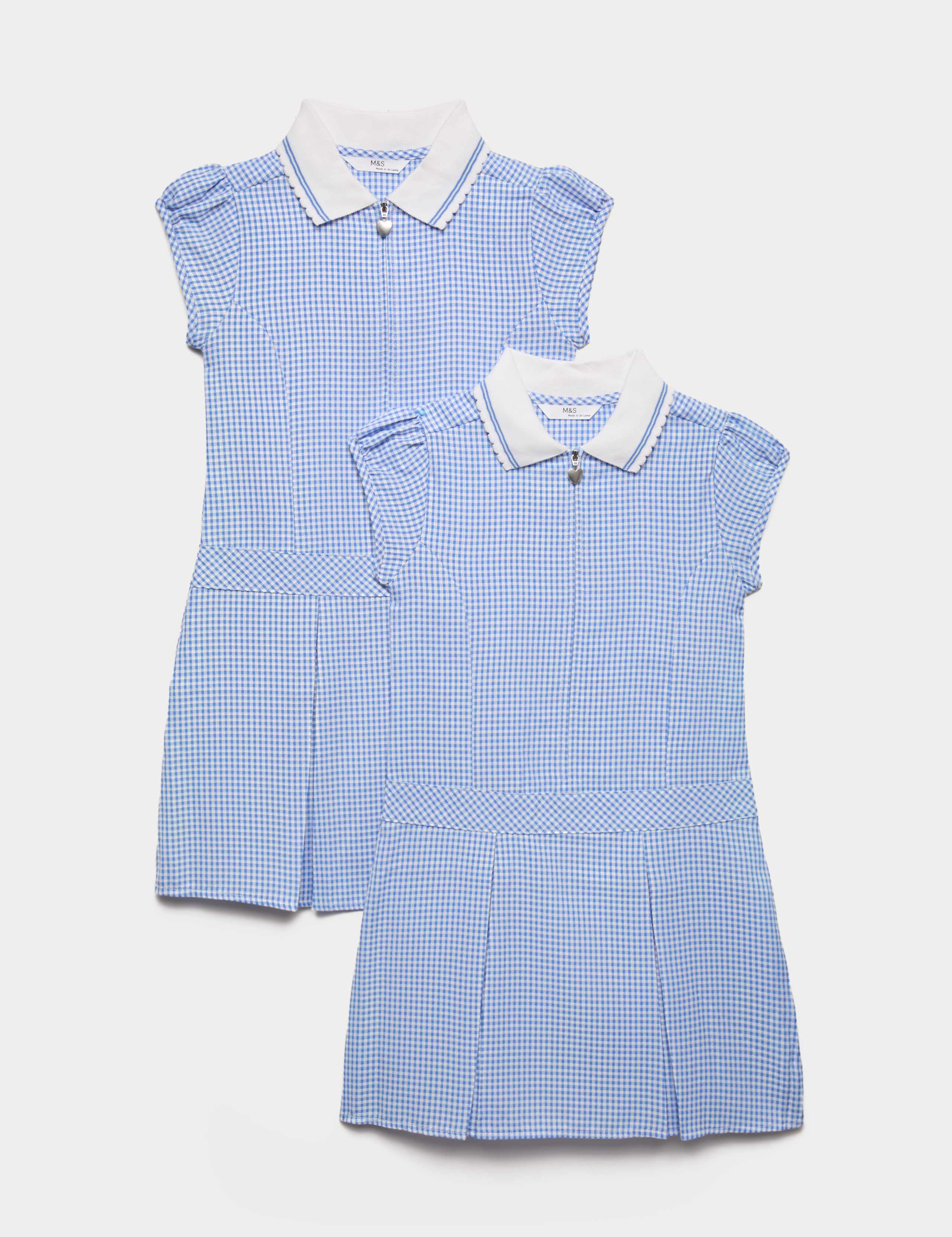 2 Pack Zip Gingham School Dresses (2-14 Yrs) 1 of 2